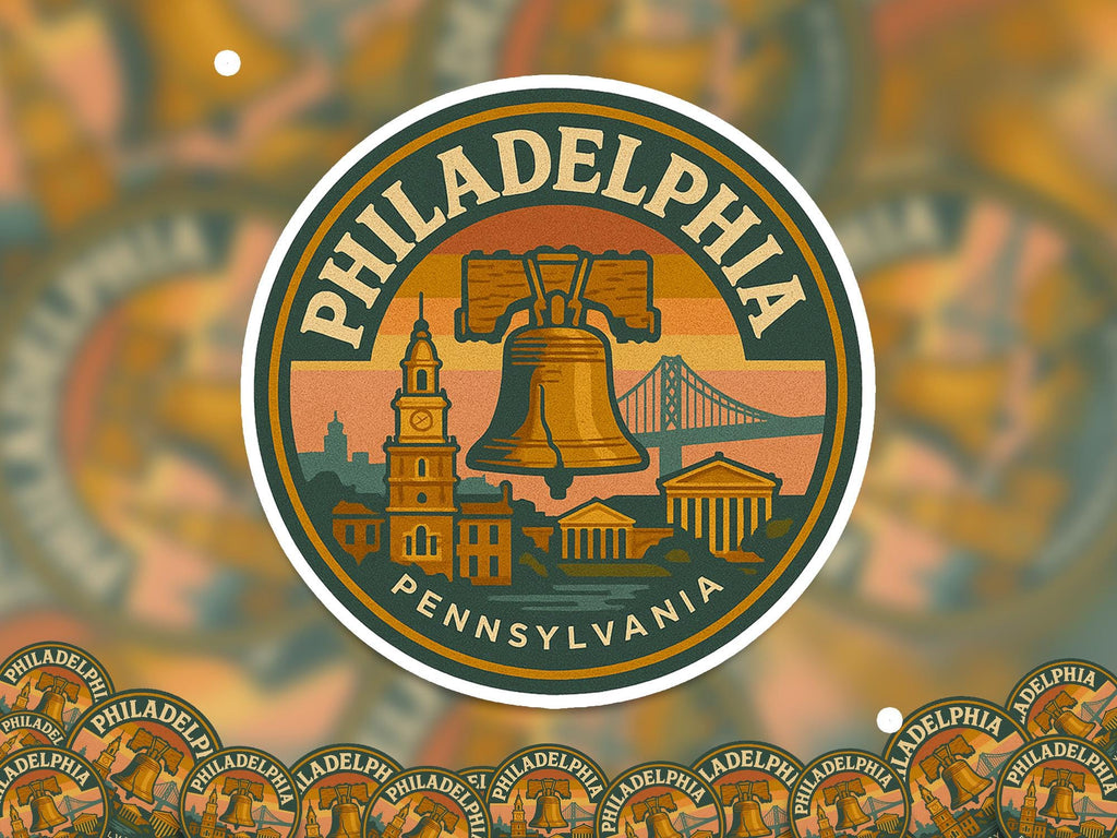 Philadelphia Pennsylvania Kiss-Cut Vinyl, Waterproof Decal, US Retro Travel Lover Collection