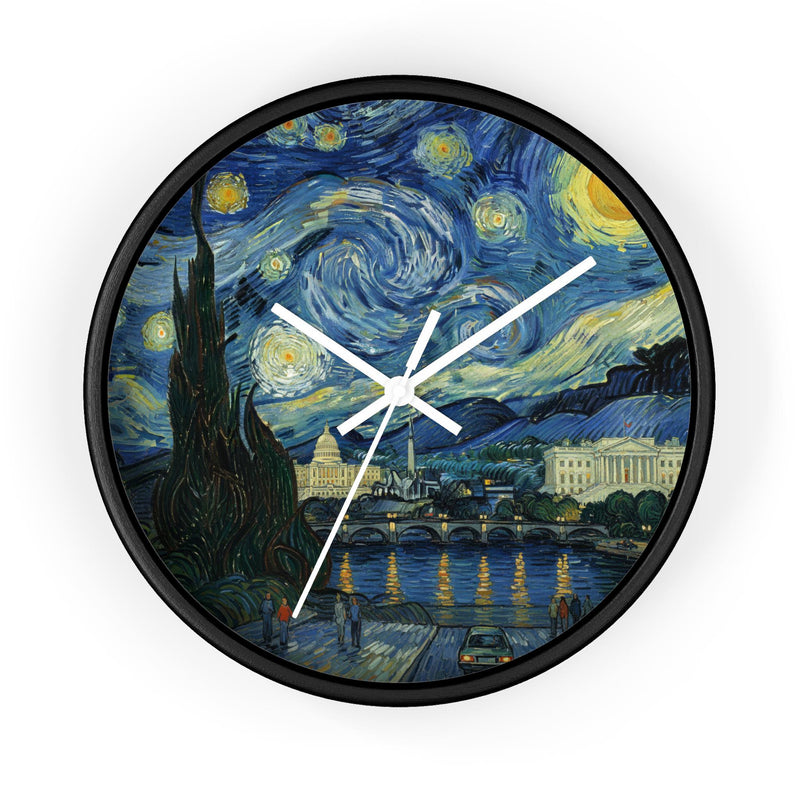 Washington DC Wall Clock Vintage Van Gogh Starry Night Home Gift