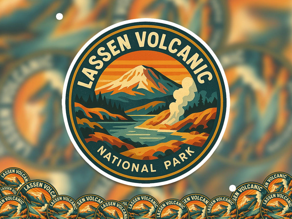 Lassen Volcanic National Park Sticker, Retro Vinyl Waterproof Decal, Vintage USA Travel Collection