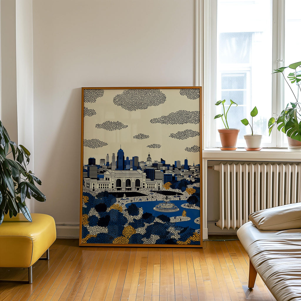 Kansas City Missouri Wall Art Print, Pop Art Modern Large Size Poster Travel Gift Canvas