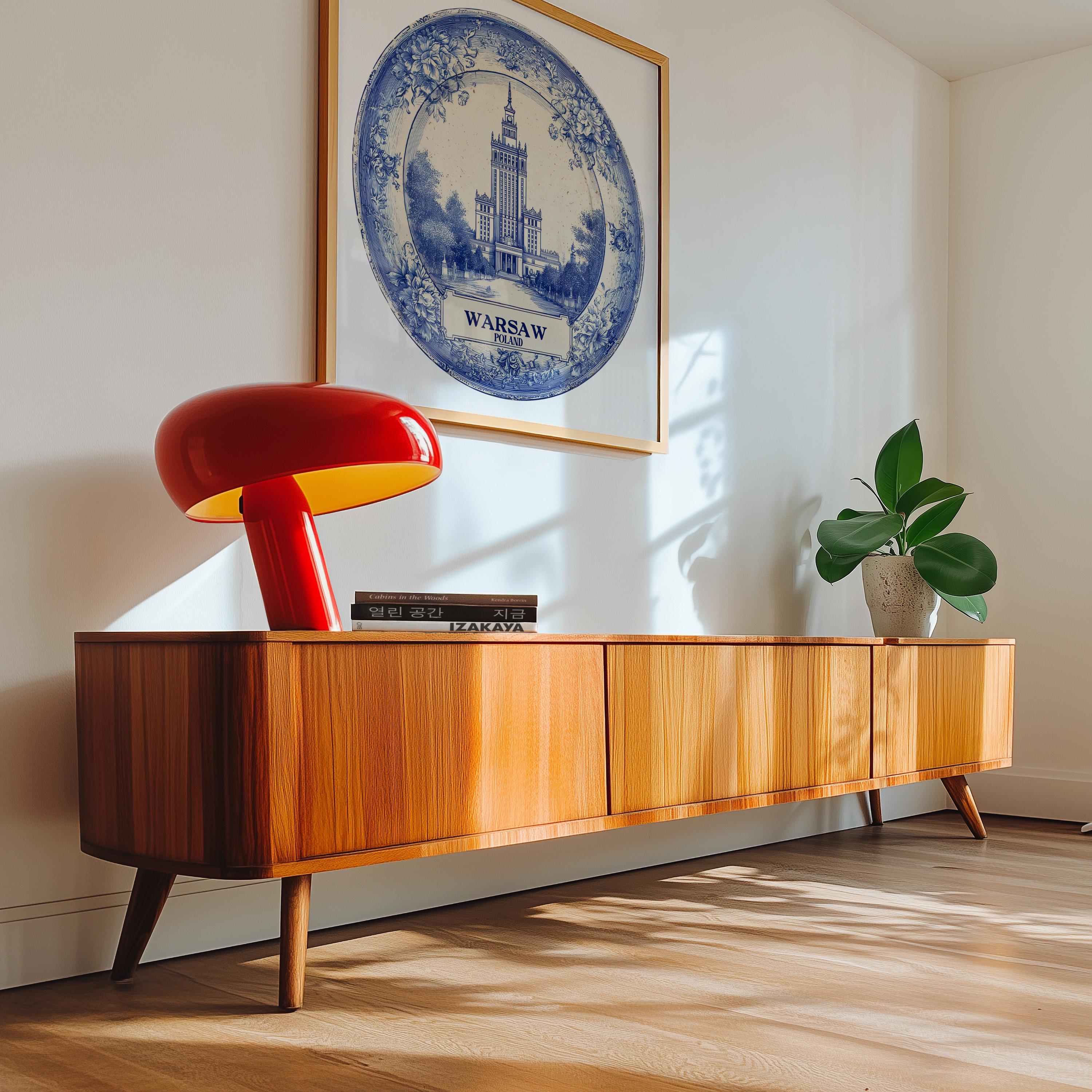 Warsaw Poland Wall Art, Vintage Delft Blue Poster, City Print, Travel Home Decor