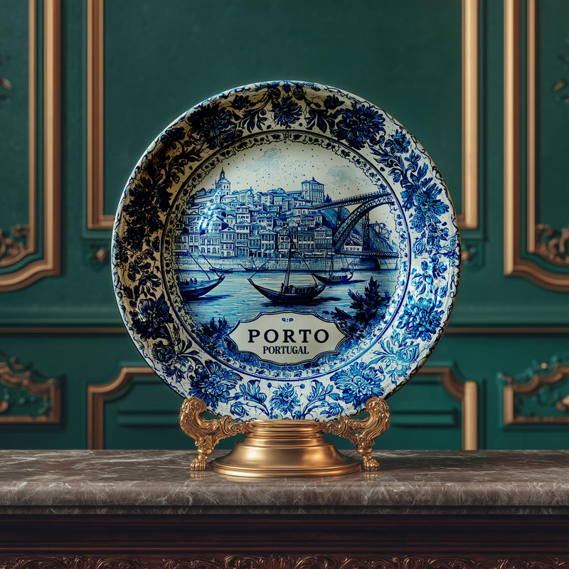 Porto Decorative Plate, Delft Vintage Home Decor Personalized Gift Portugal Travel Housewarming Portuguese gift