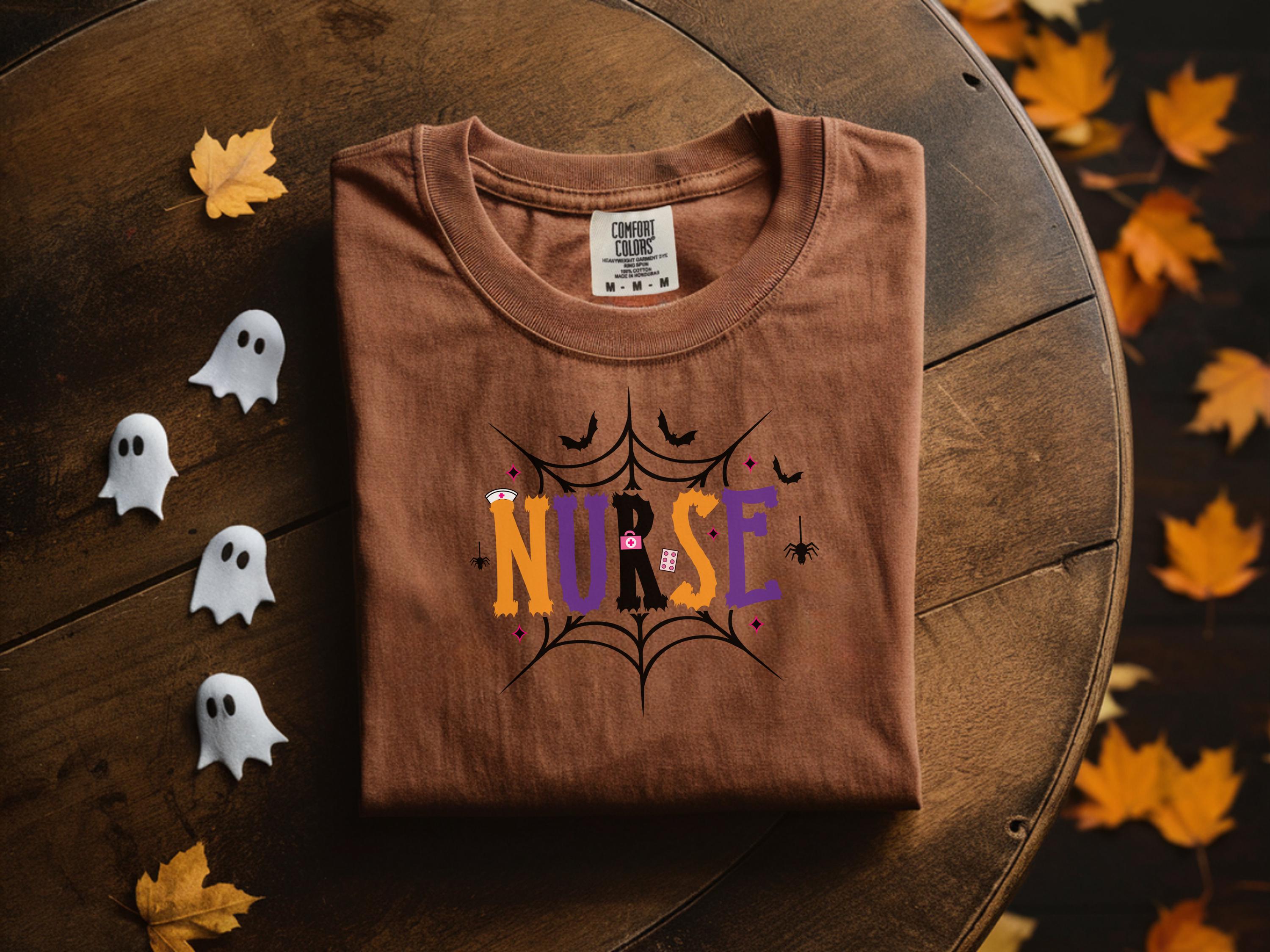 Spooky Season Nurse Sweatshirt: Halloween Spiderweb RN Top