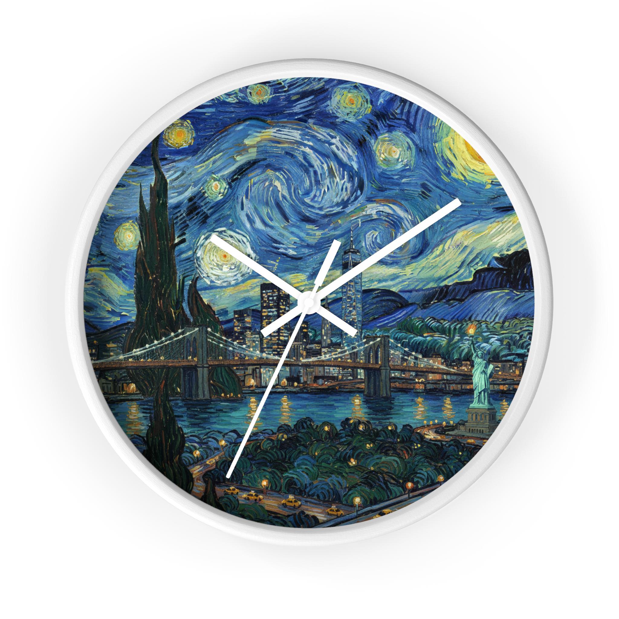 New York Wall Clock Vintage Van Gogh Starry Night NYC Home Gift
