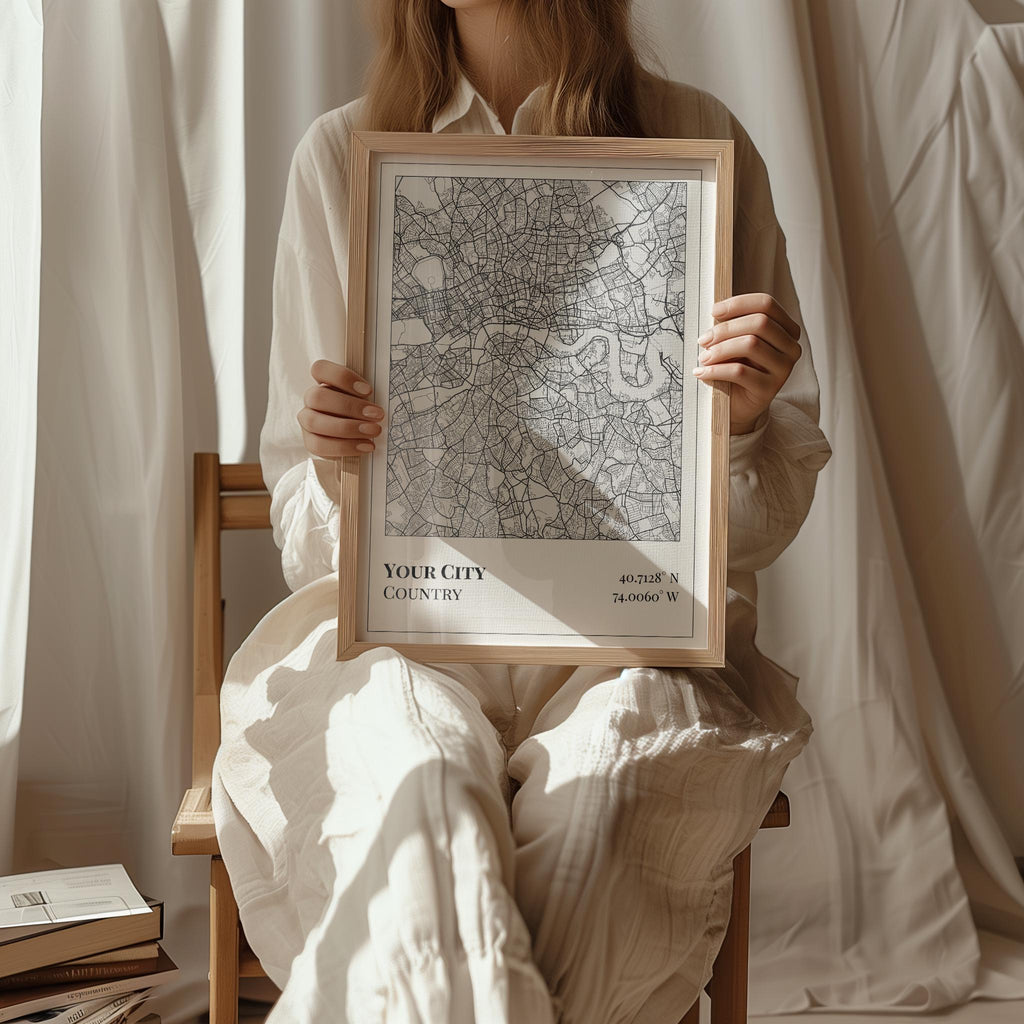 Custom City Map, Personalized Any City Map Wall art Digital & Print