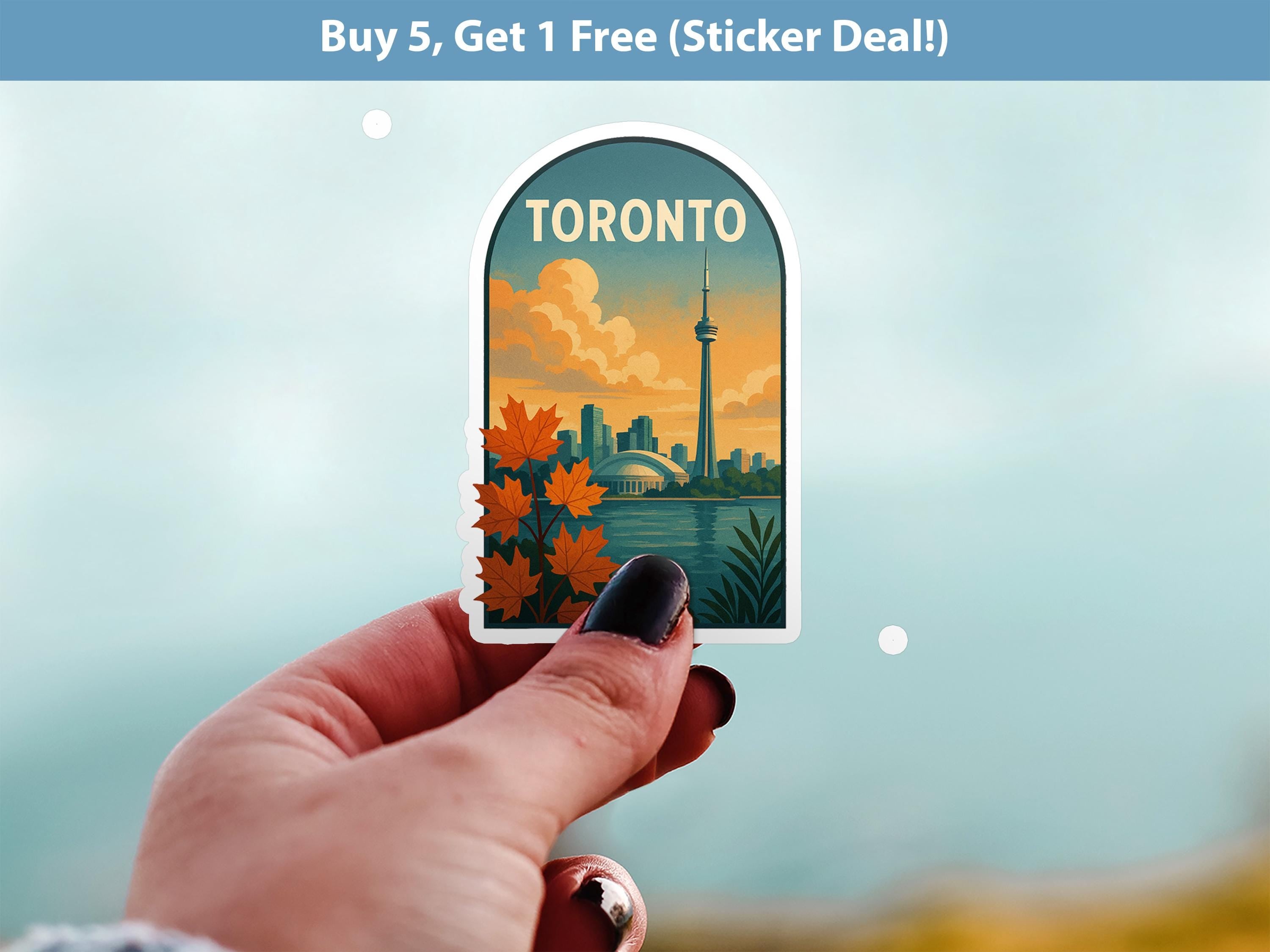Toronto Sticker, Vintage City Vinyl Decal, Retro Travel Lover Collection, Journal Scrapbook