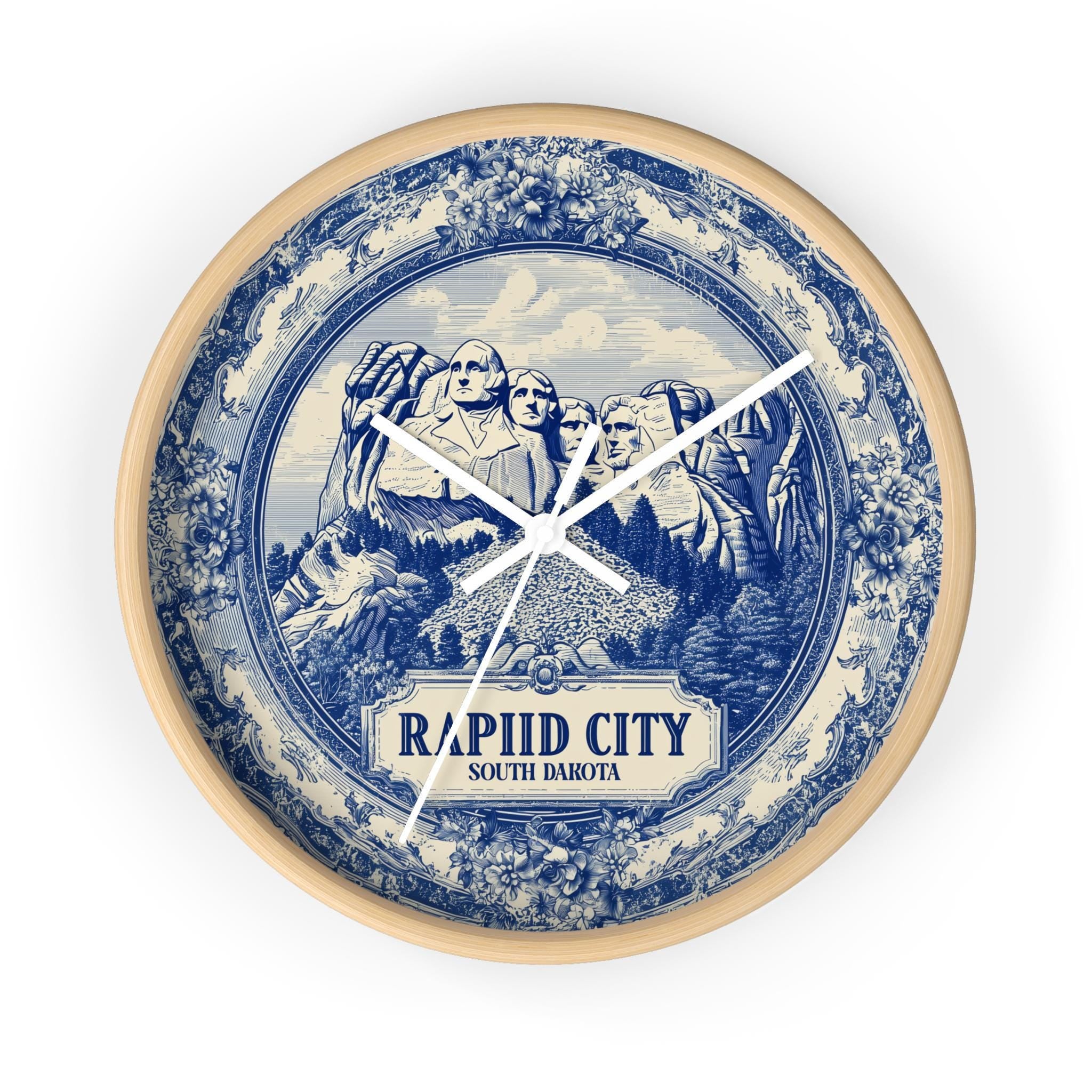 Rapid City South Dakota Wall Clock, Delf style Home Decor, Vintage City Travel Keepsake Art