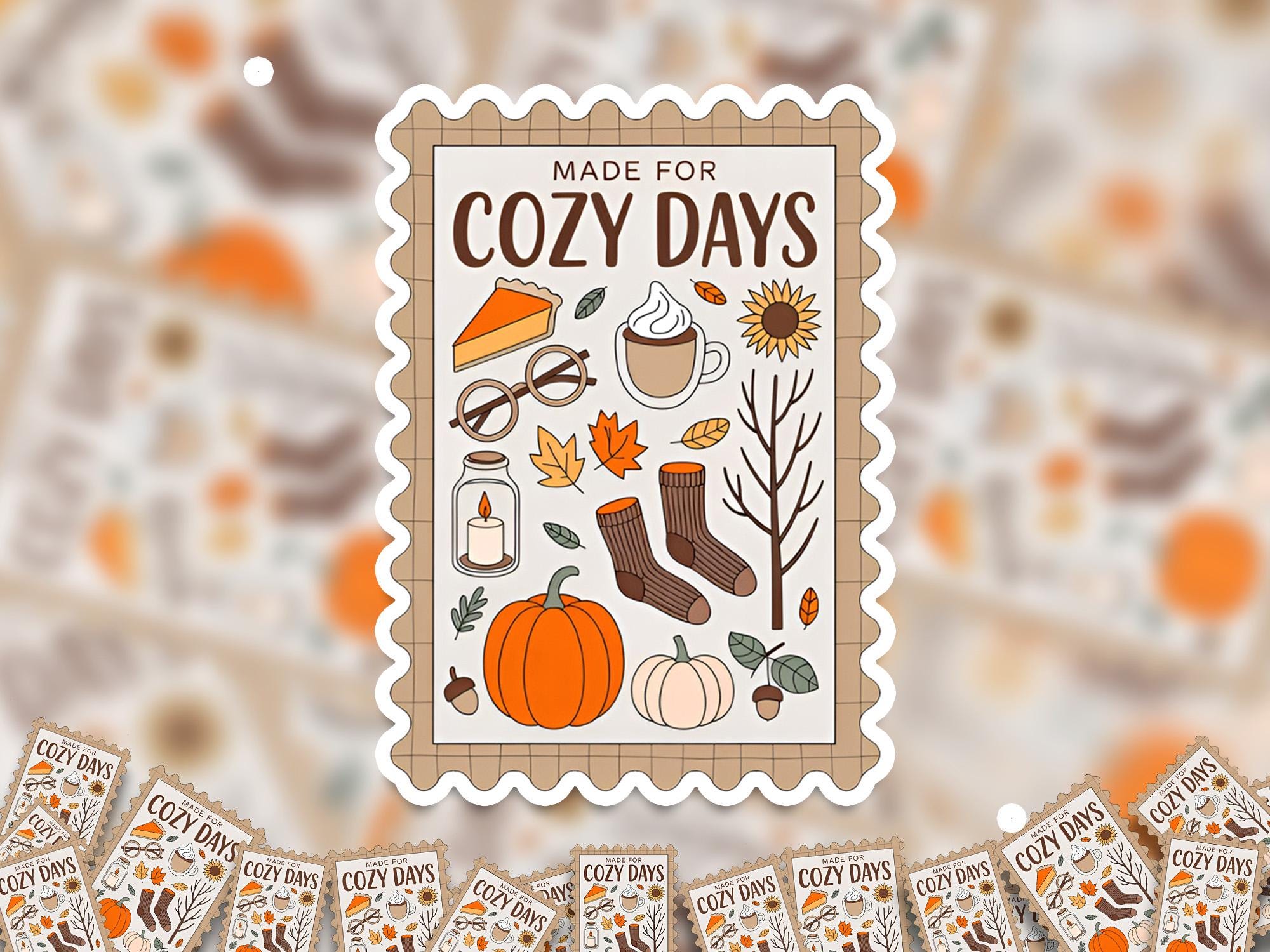 Cozy Days Stamp Stamp Sticker, Spooky Halloween Waterproof Decal for tumbler, kindle