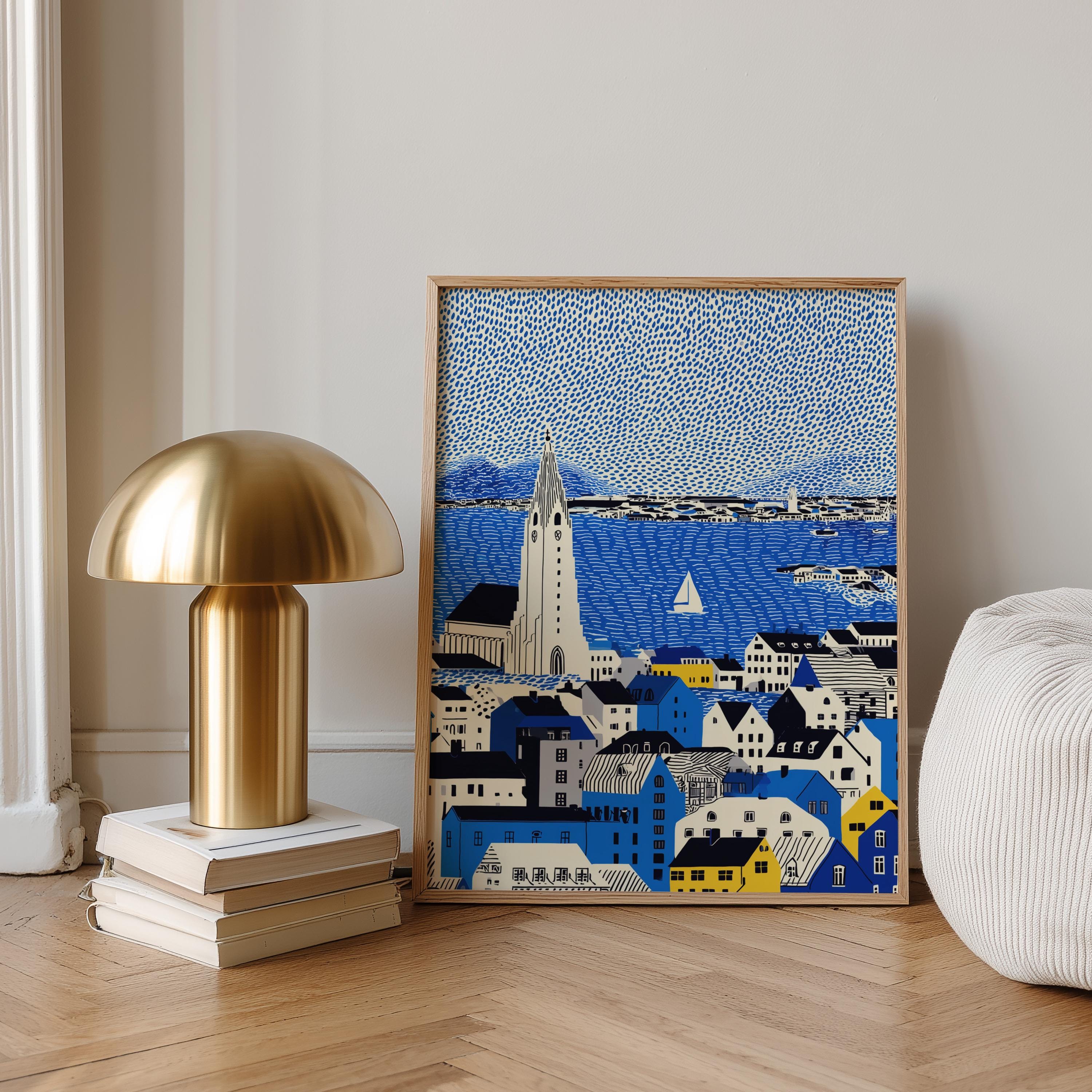 Reykjavik Iceland Wall Art Print, Pop Art Modern Large Size Poster Travel Gift Canvas