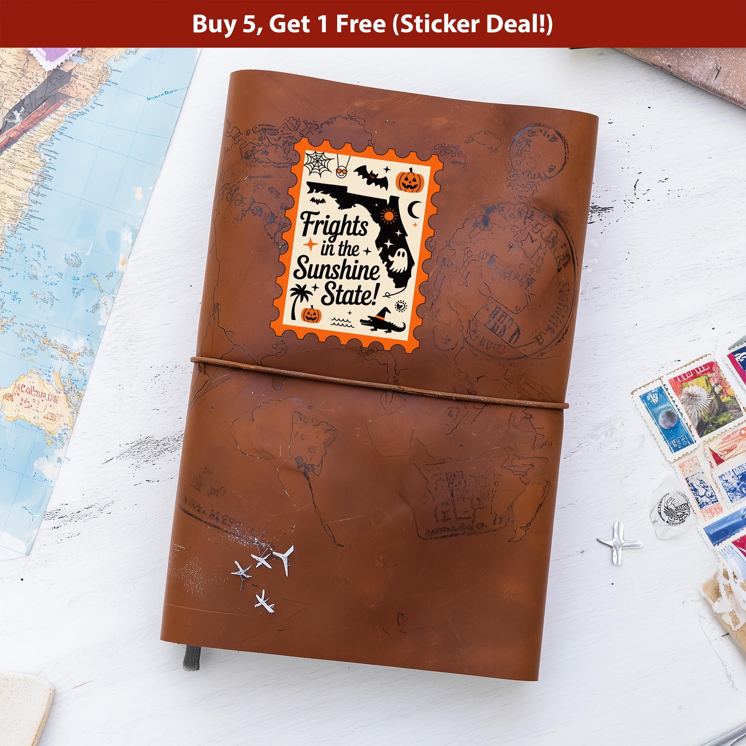 Florida Stamp Halloween Sticker, Spooky USA Kiss-Cut Vinyl, Waterproof Decal, United States Travel