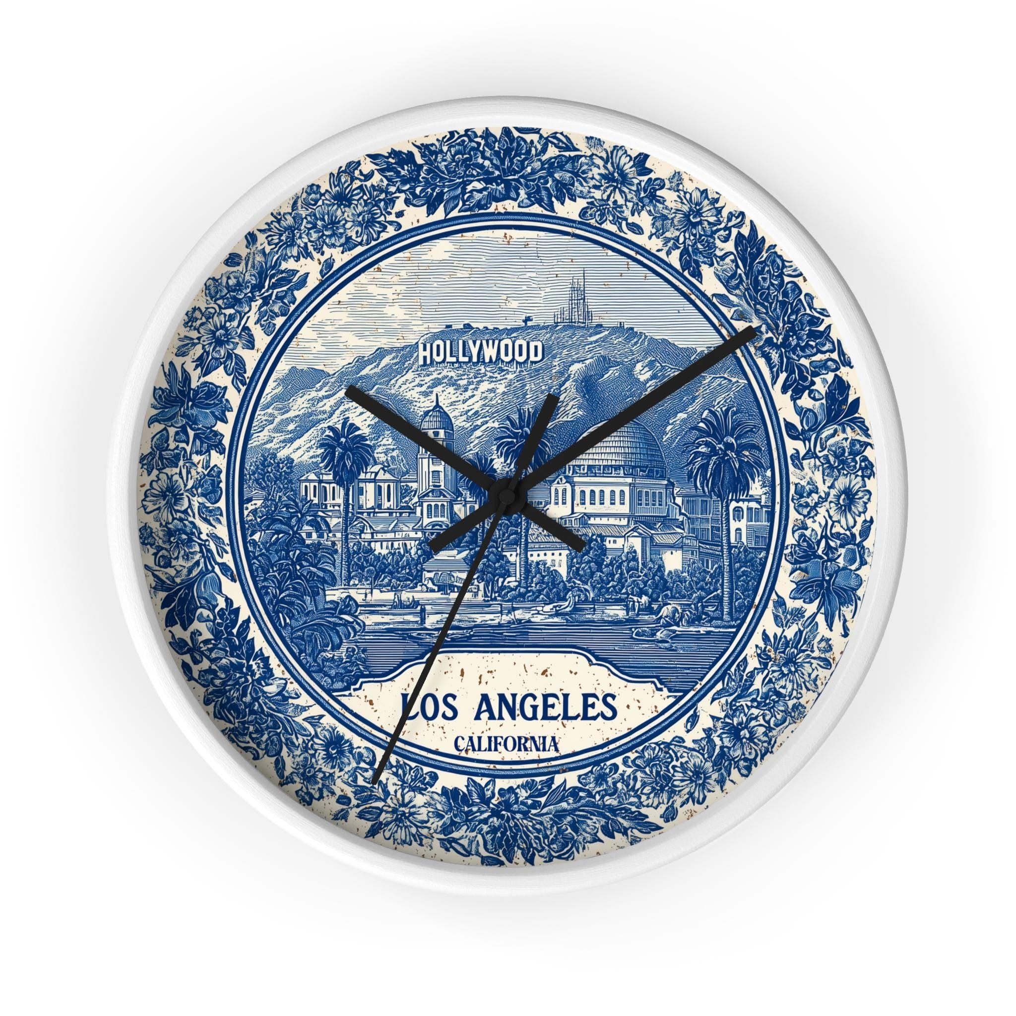 Los Angeles California Wall Clock, Delf style Home Decor, Vintage City Travel Keepsake Art