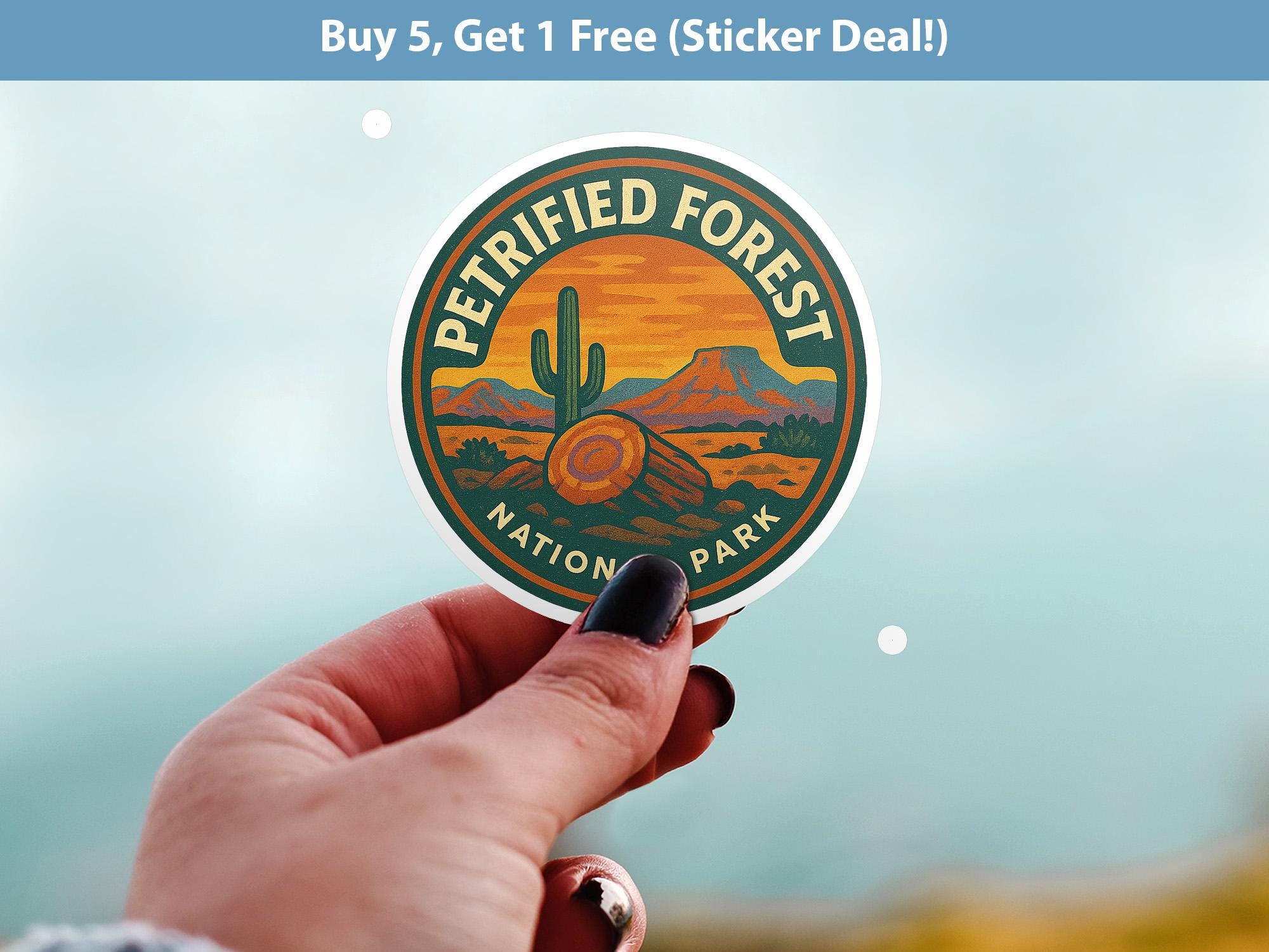 Petrified Forest National Park Sticker, Retro Vinyl Waterproof Decal, Vintage USA Travel Collection