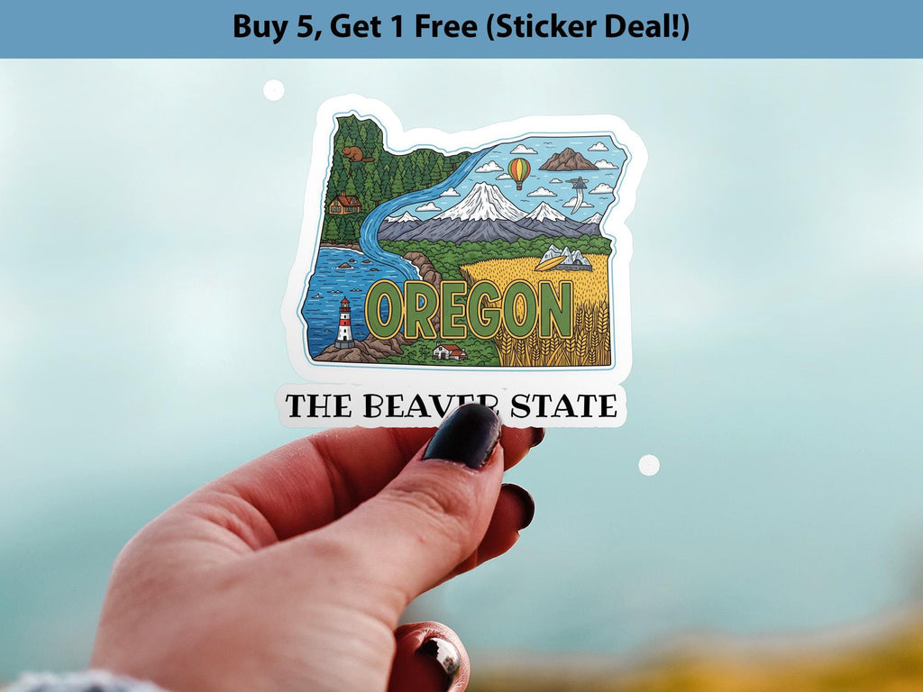 Oregon State Sticker, USA Kiss-Cut Vinyl, Landmark Waterproof Decal, United States Travel Collection