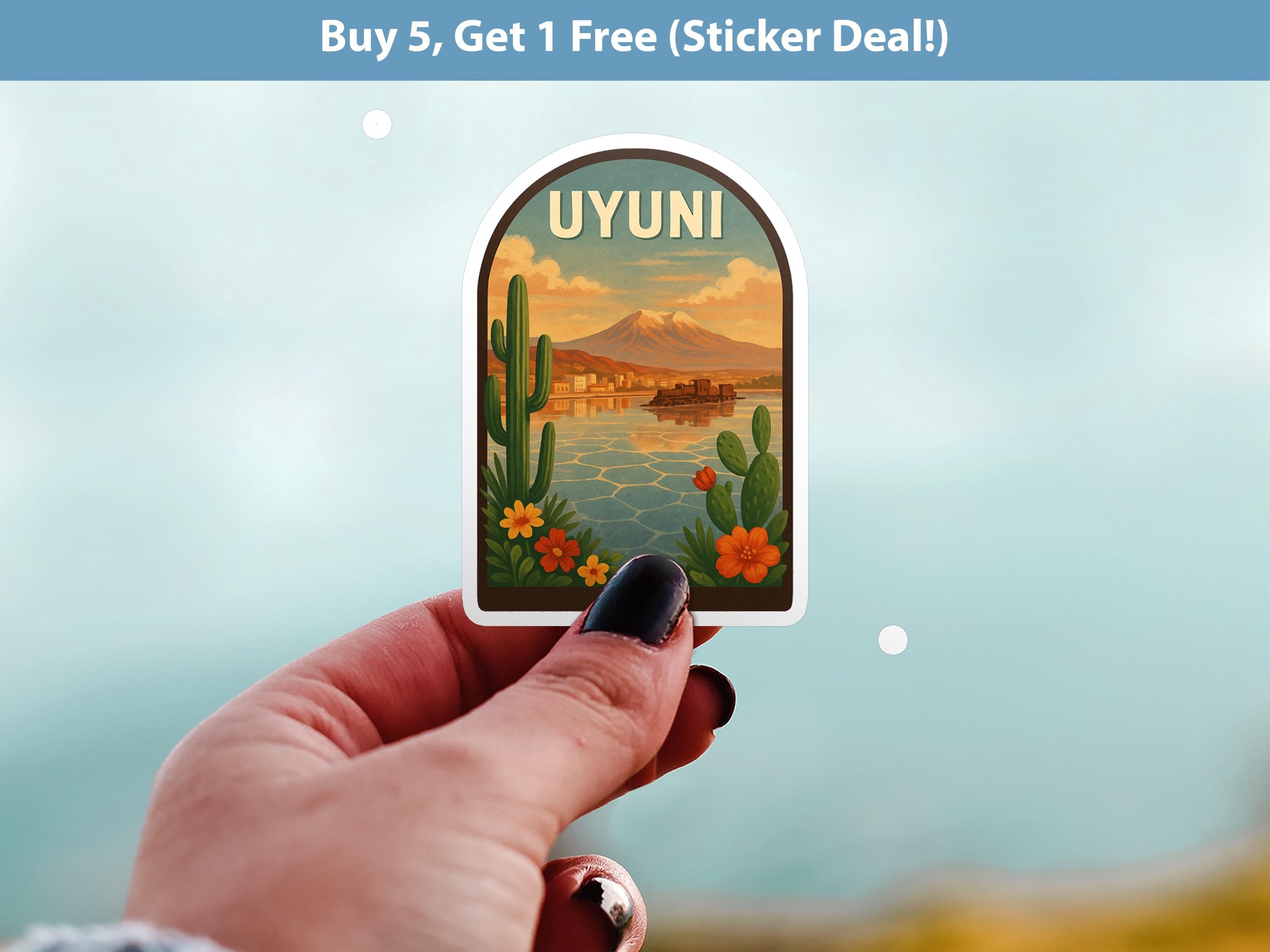 Uyuni Bolivia Sticker, Vintage City Vinyl Decal, Retro Travel Lover Collection, Journal Scrapbook