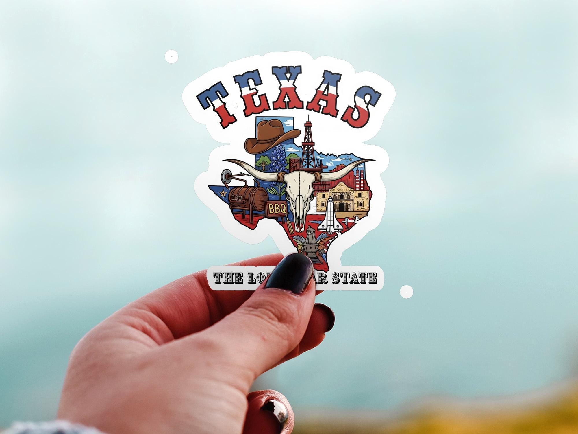Texas State Sticker, USA Kiss-Cut Vinyl, Landmark Waterproof Decal, United States Travel Collection