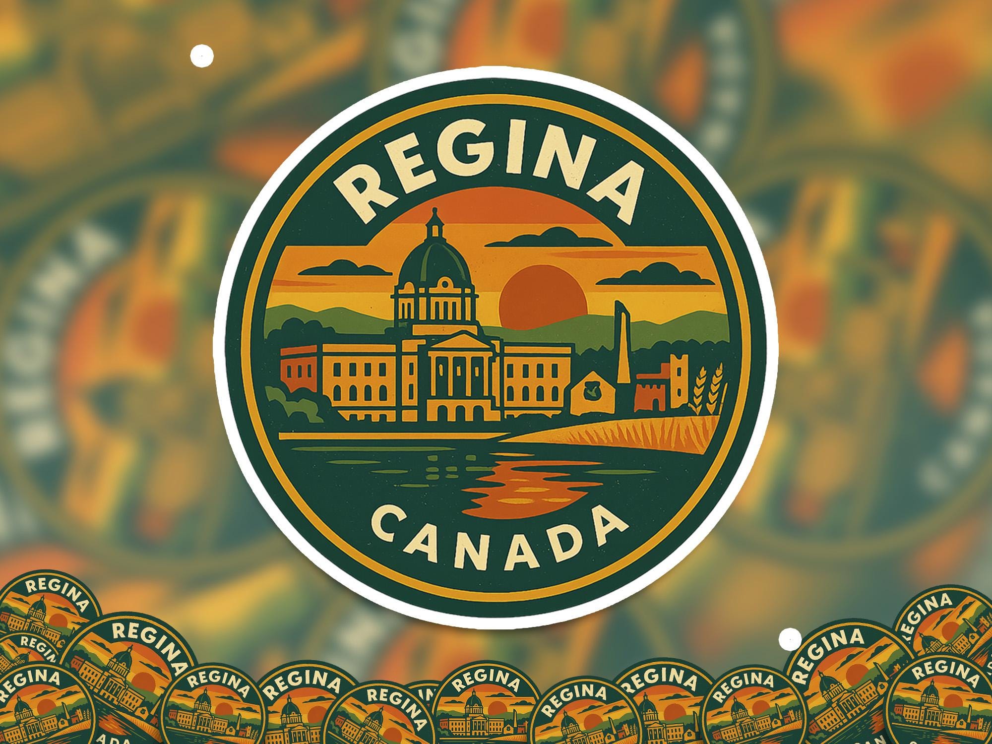 Regina Canada Sticker Kiss-Cut Vinyl, Waterproof Decal, Retro Travel Lover Collection