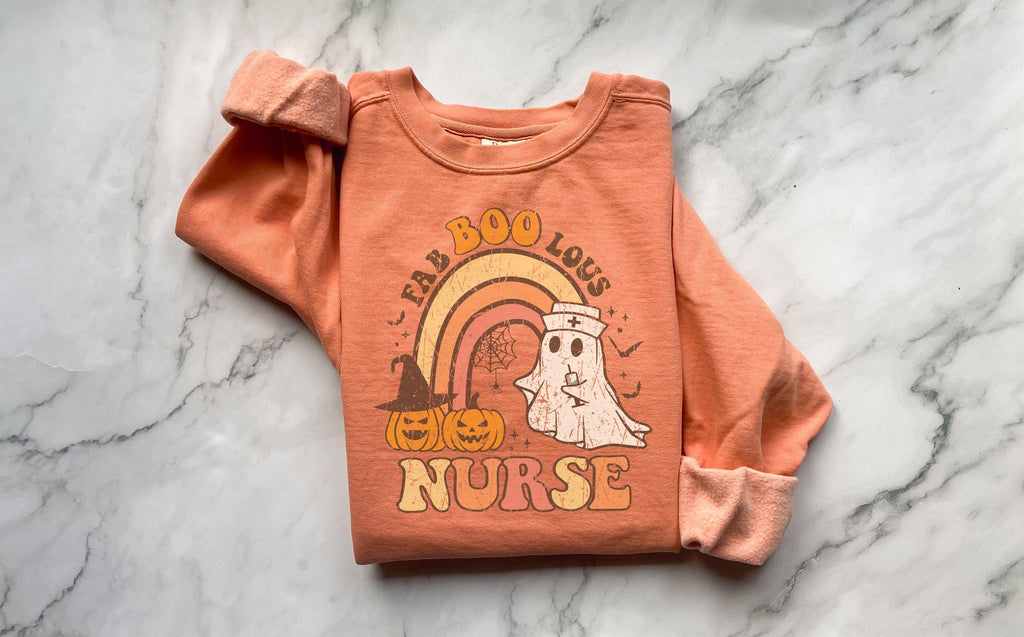 Faboolous Nurse Halloween Sweatshirt, Spooky RN Fall Top Cozy Autumn Pullover, Cute Retro Gift for Nurse