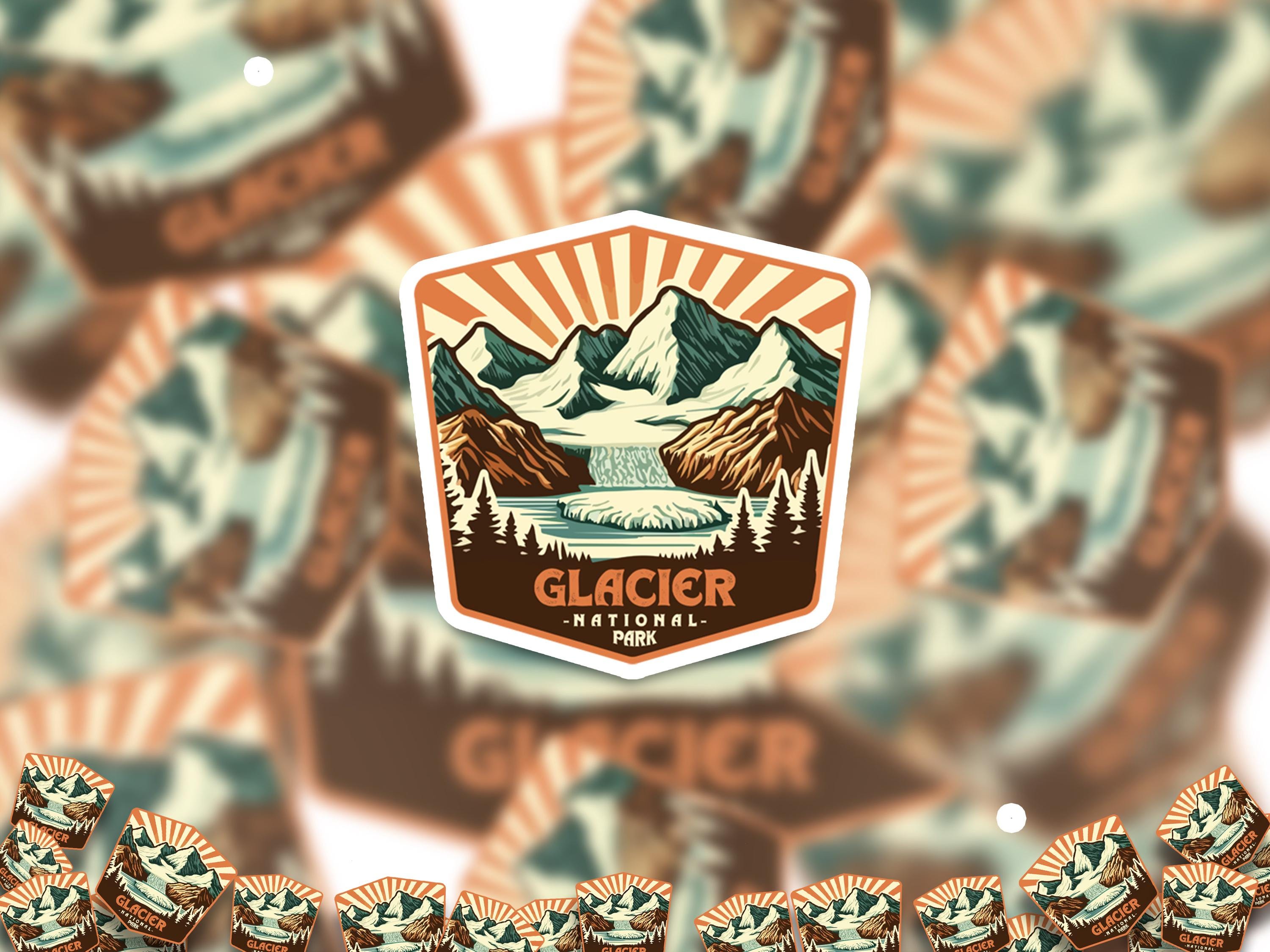 Glacier National Park Sticker, Vinyl Canada British Columbia, Retro Water Bottle Decal Hiking