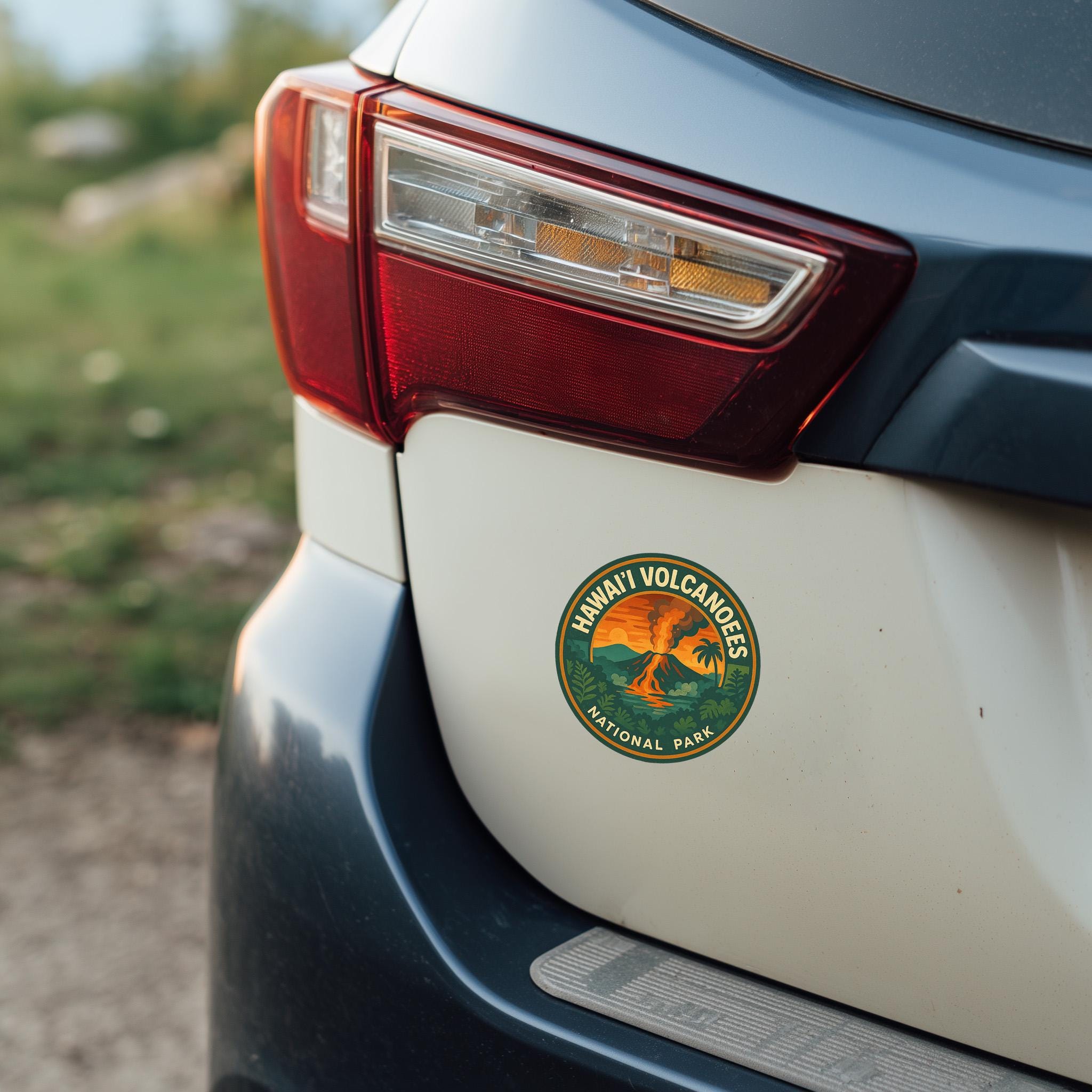 Hawaii Volcanoes National Park Car Sticker, Retro Vinyl Decal Bumper Sticker, Vintage Waterproof Camping