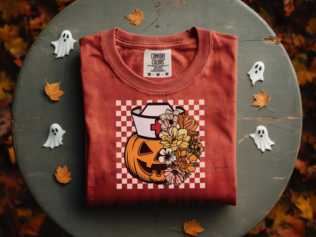 Halloween Nurse Shirt, Cute Pumpkin Ghost RN Tee, Spooky Fall Nurse Top, Funny Medical Halloween Outfit, Gift for Nurse, RN Apparel