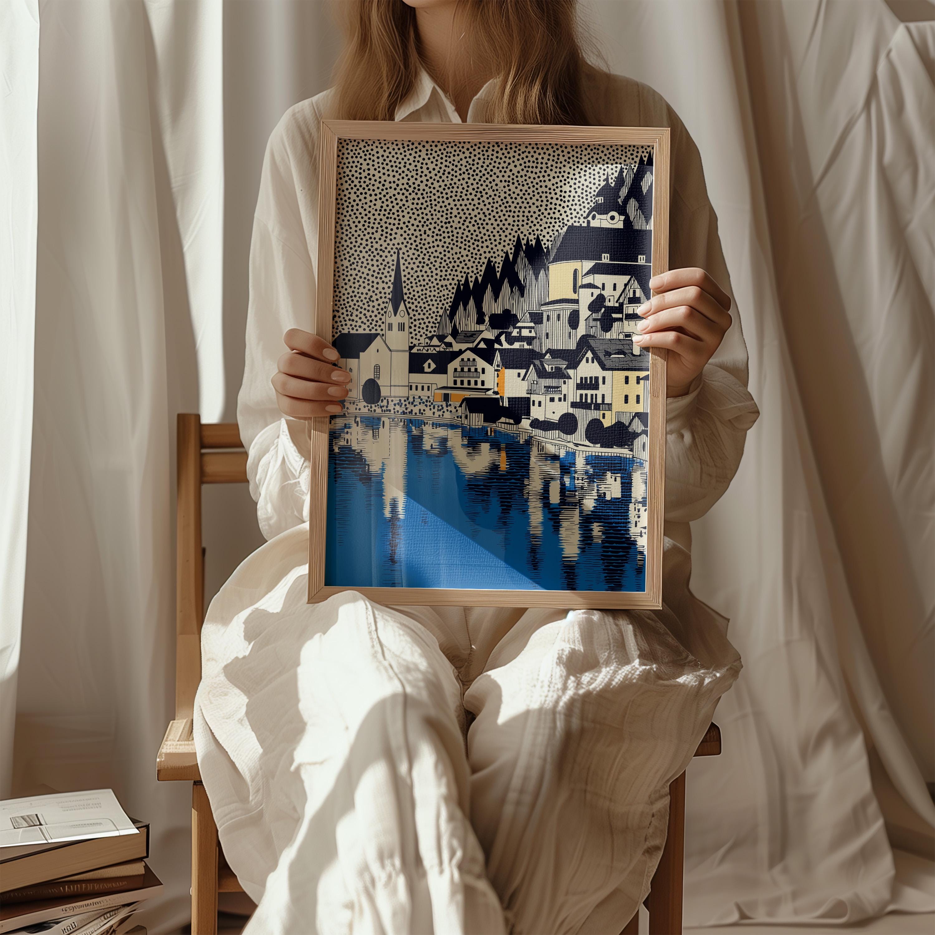 Hallstatt Austria Wall Art Print, Pop Art Modern Poster Travel gift