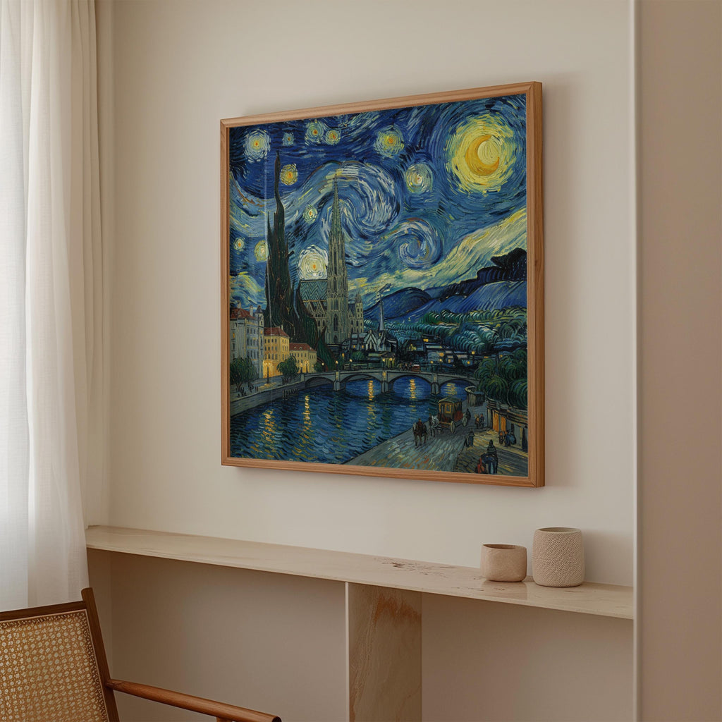 Vienna Austria Starry Night Wall Art, Van Gogh Print, Travel Gift Home Decor