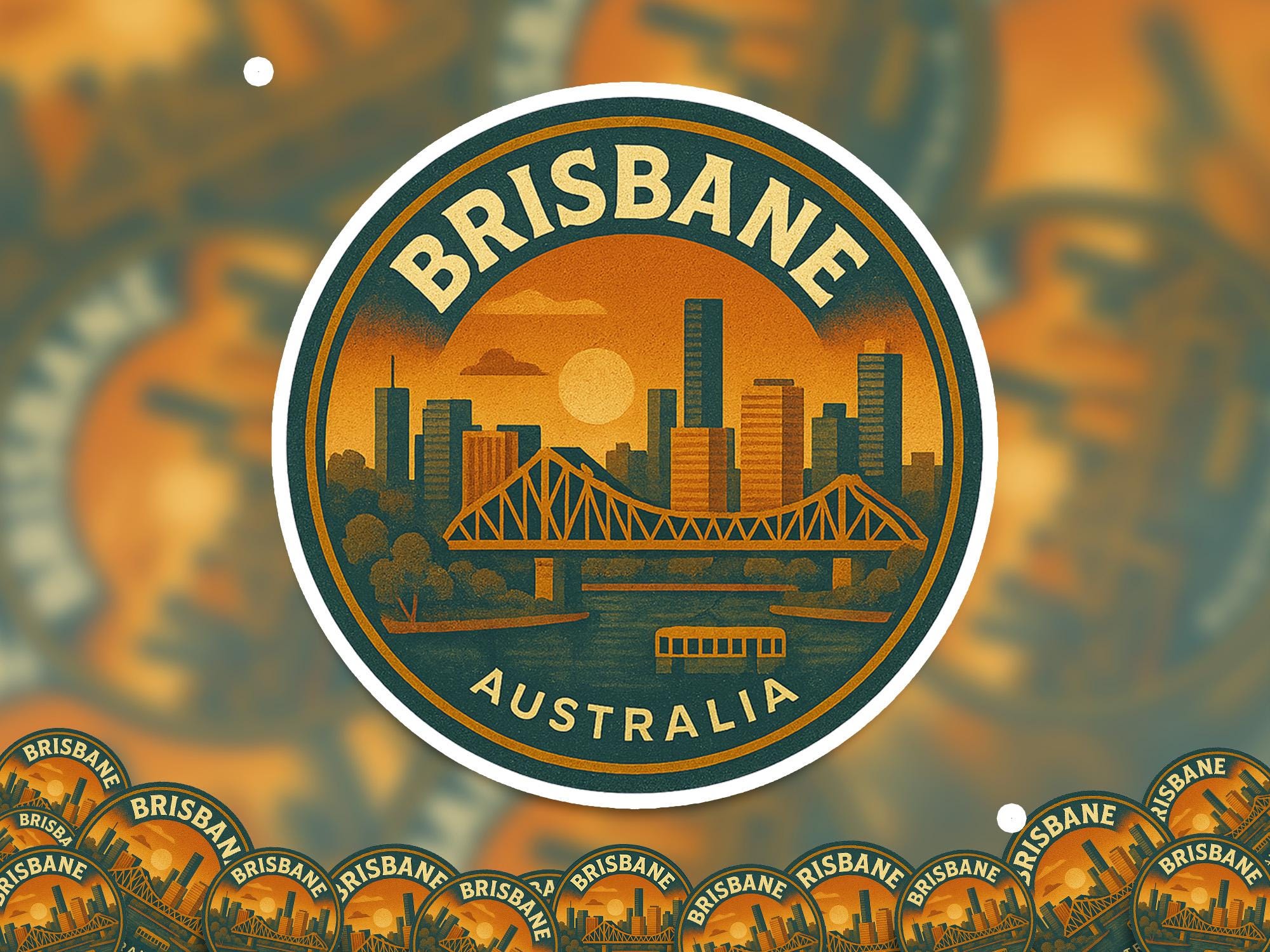 Brisbane Australia Trip Kiss-Cut Vinyl, Waterproof Decal, Retro Travel Lover Collection