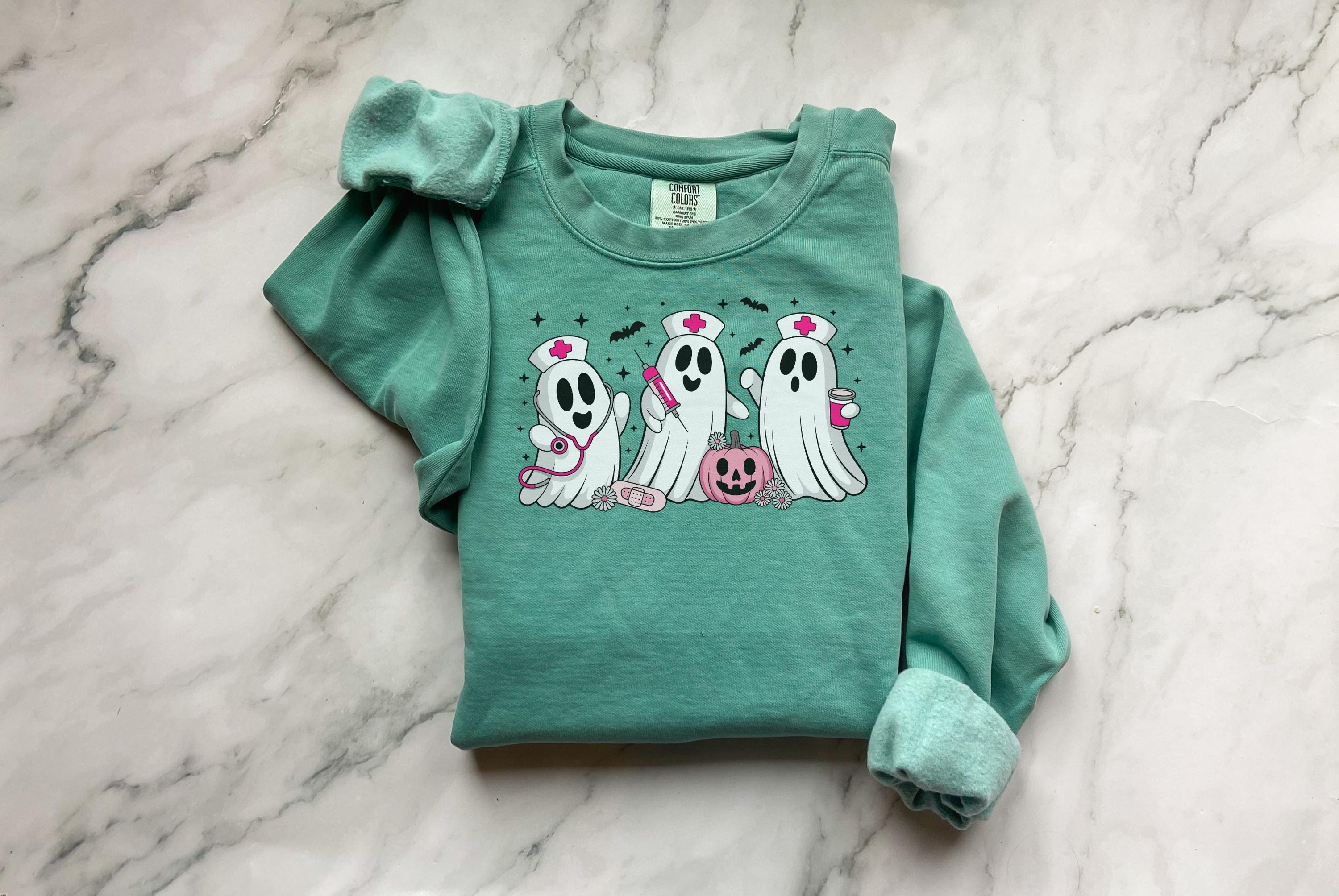 Spooky Cute Nurse Sweatshirt, Halloween Ghost Nurse Shirt, Fall Nurse Top, Gift for Nurse, Night Shift RN Halloween Outfit