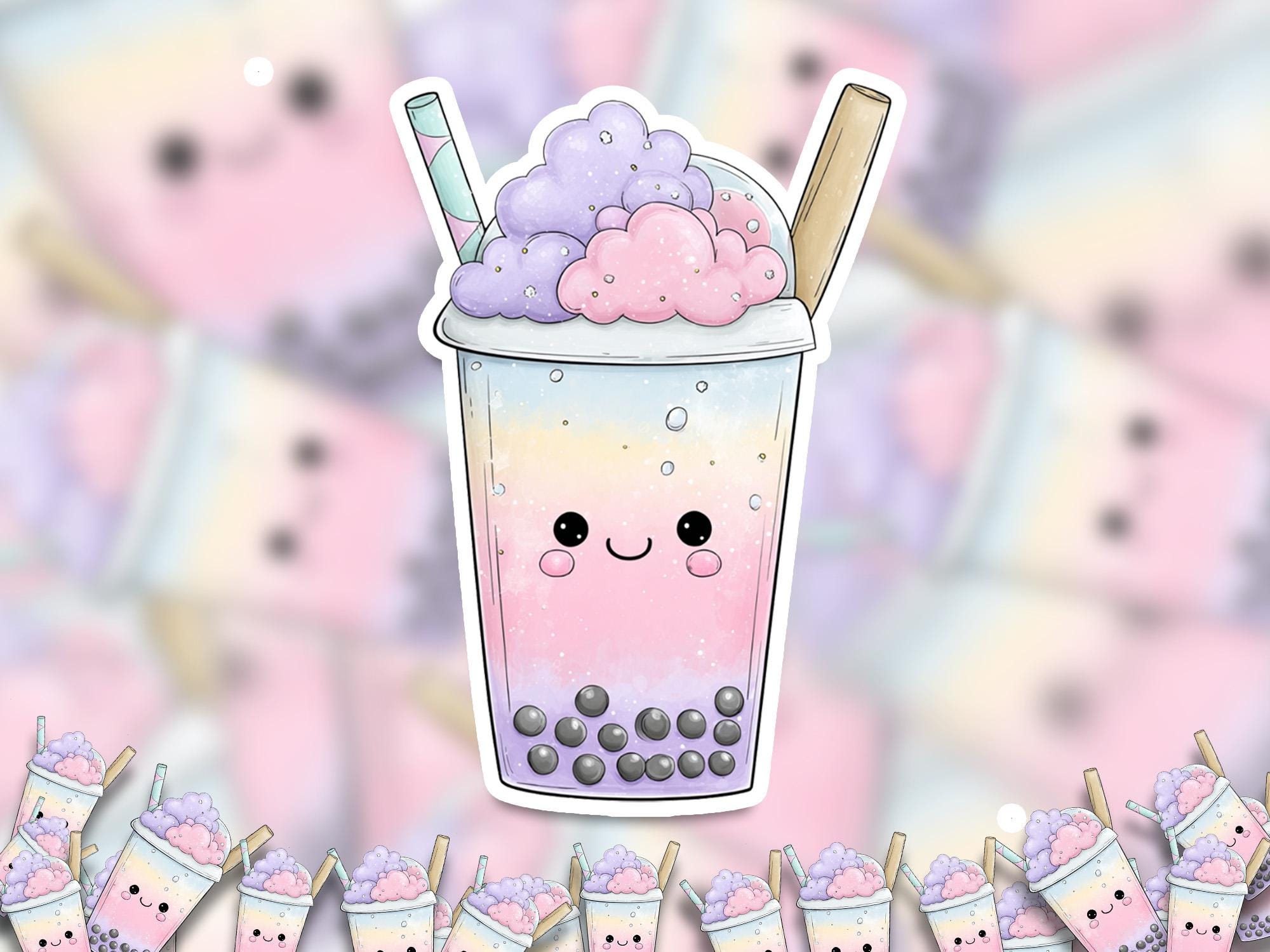 Taro Bubble Tea Vinyl Decal: Waterproof Laptop, Tumbler Stickers