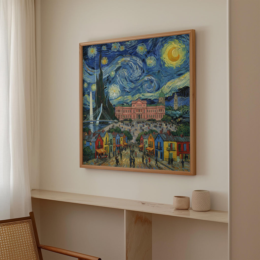 Buenos Aires Argentina Starry Night Wall Art, Van Gogh Print, Travel Gift Home Decor
