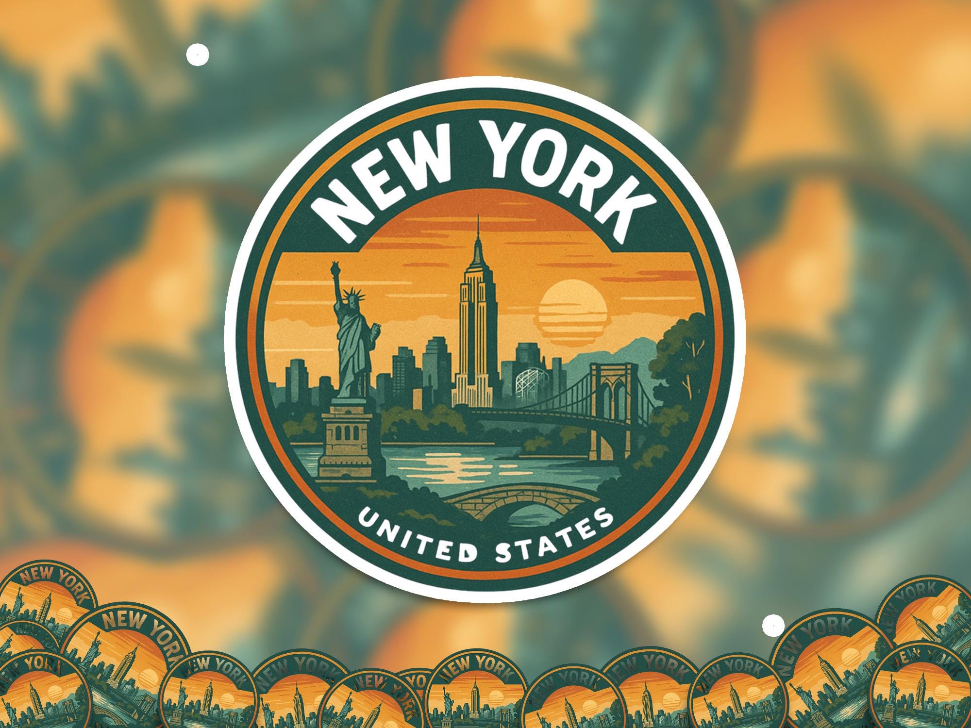 New York City Sticker: Retro Vintage Waterproof Vinyl Decal for Laptop, Phone, Tumbler
