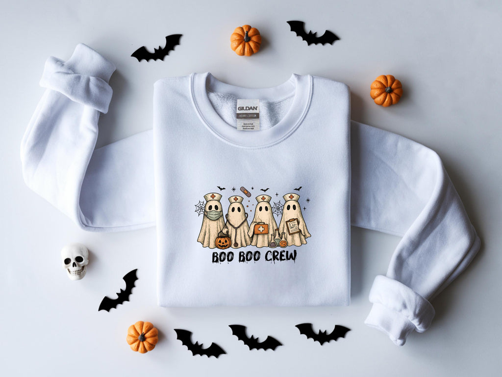 Retro Boo Boo Crew Nurse Halloween Sweatshirt, Halloween Gift for Nurse Medical Lab, Nurse Spooky , Nurse Halloween Boo Boo Crew