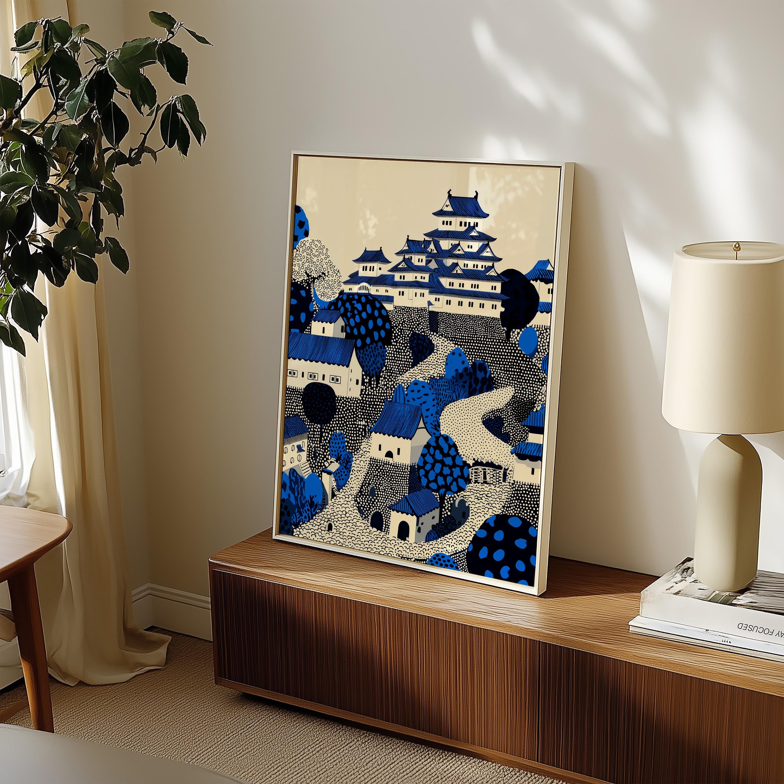 Himeji Castle Japan Wall Art Print, Pop Art Modern Poster Japanese Travel Gift Canvas