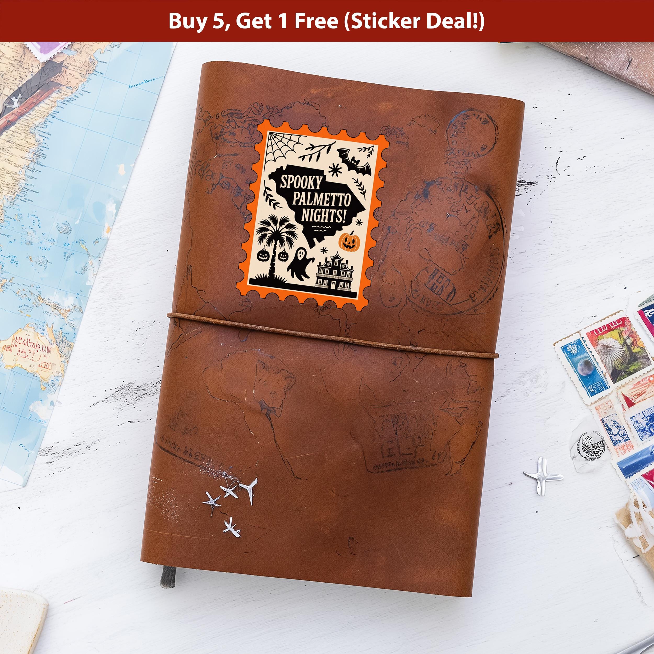 South Carolina Stamp Halloween Sticker, Spooky USA Kiss-Cut Vinyl, Waterproof Decal, United States Travel