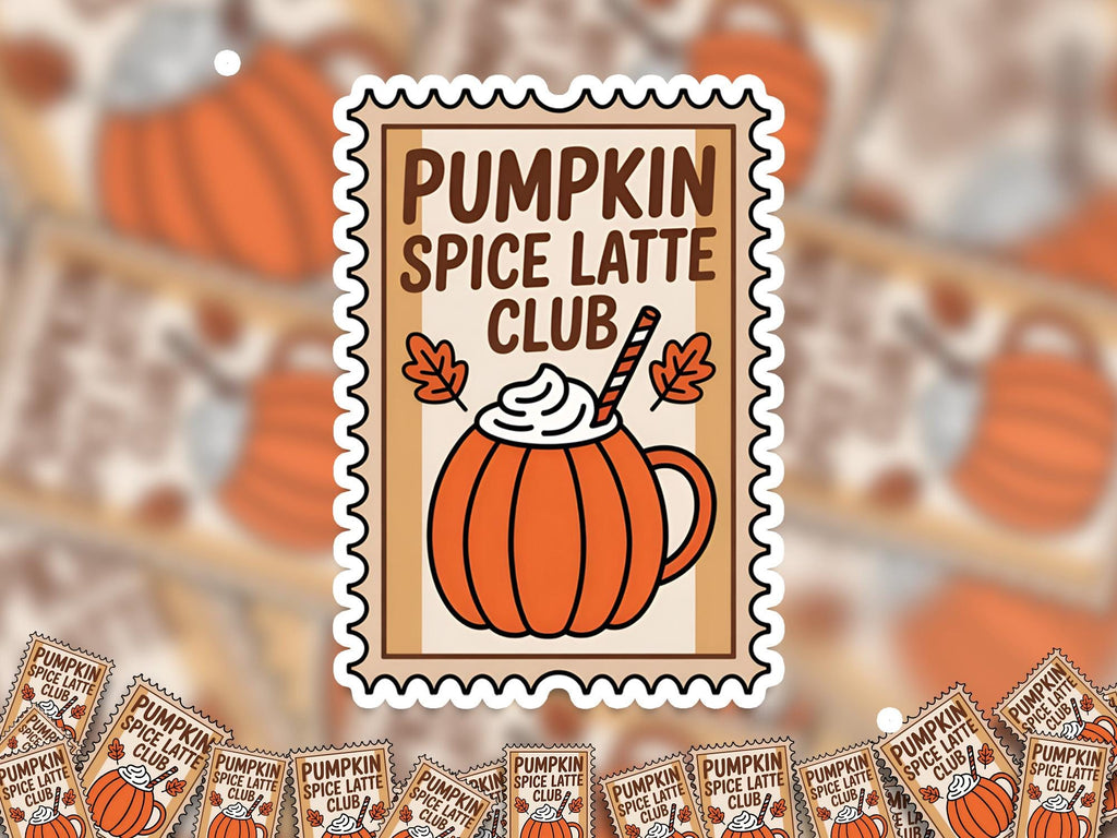 Pumpkin Spice Latte Club Decal, Stamp, Spooky Halloween Waterproof Sticker for tumbler, kindle