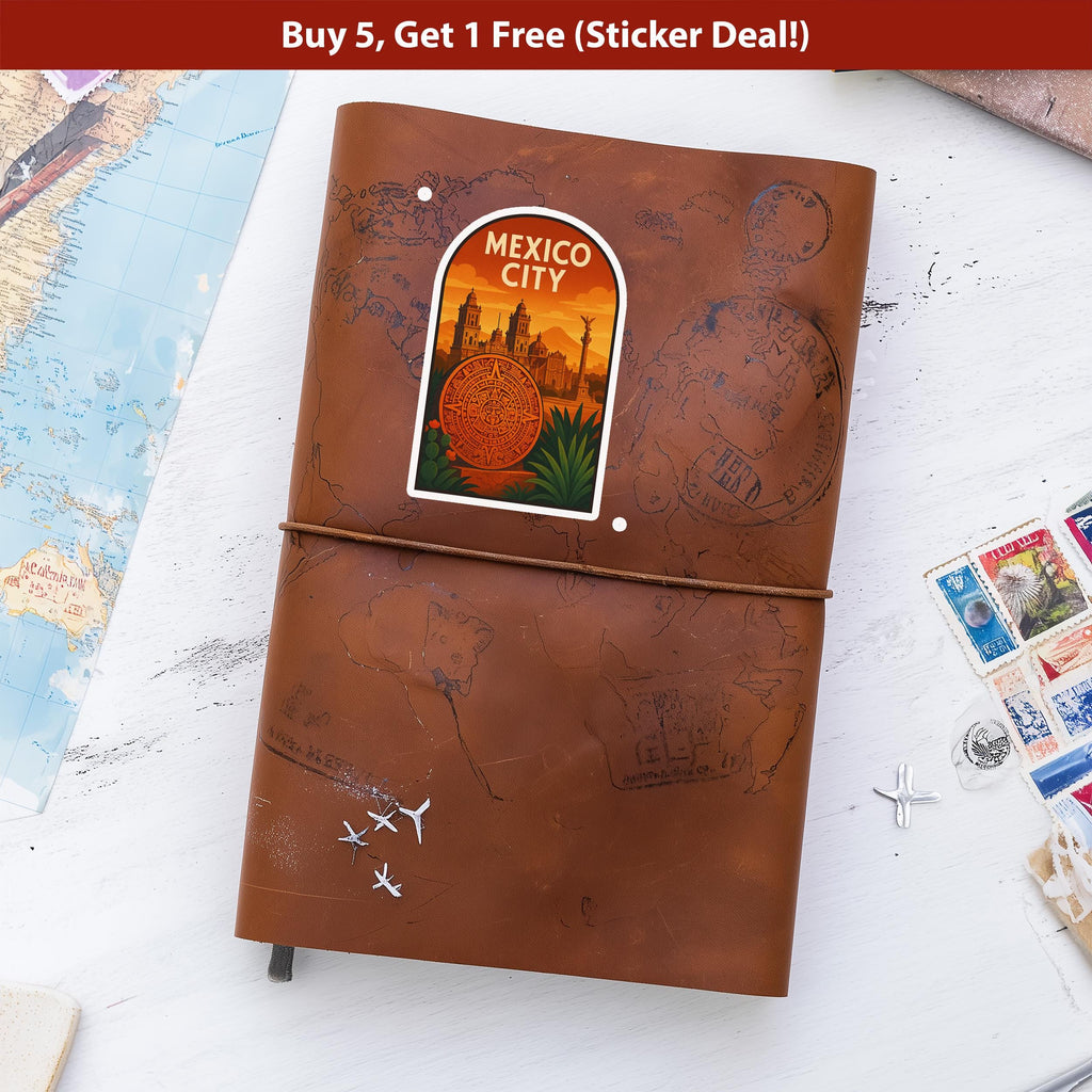 Mexico City Sticker, Vintage City Vinyl Decal, Retro Travel Lover Collection, Journal Scrapbook