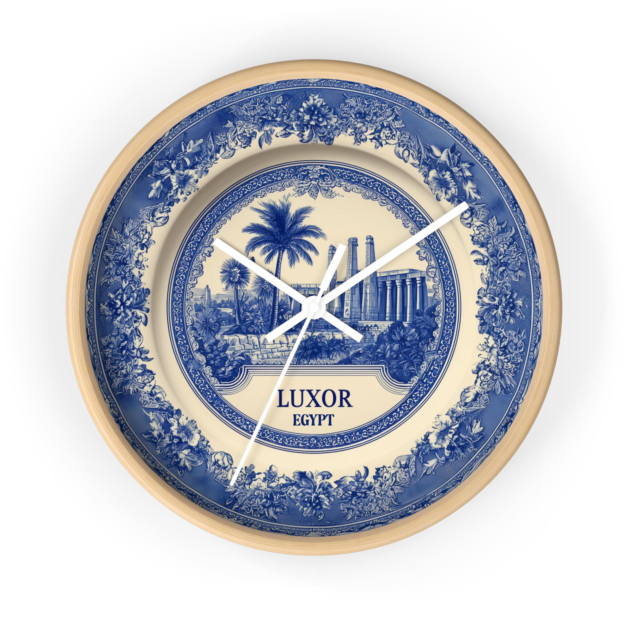 Luxor Egypt Wall Clock, Delf style Home Decor, Vintage City Travel Keepsake Art