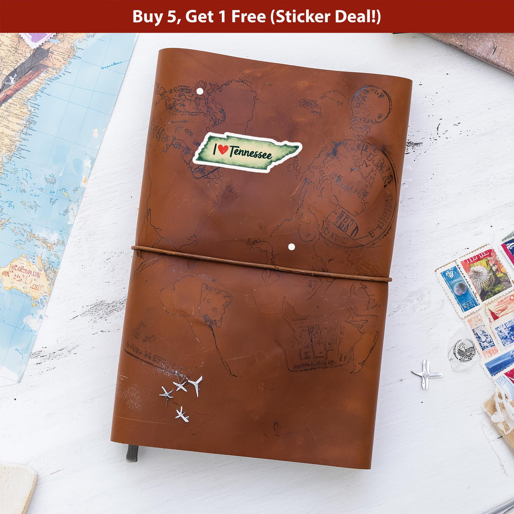 I love Tennessee Sticker, Vintage US States Vinyl Decal, Waterproof Decal, Retro Travel Collection