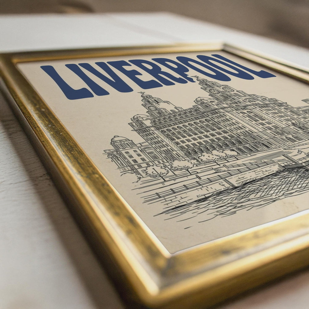 Liverpool Waterfront Wall Art, Framed Canvas Print, Royal Liver Building Decor