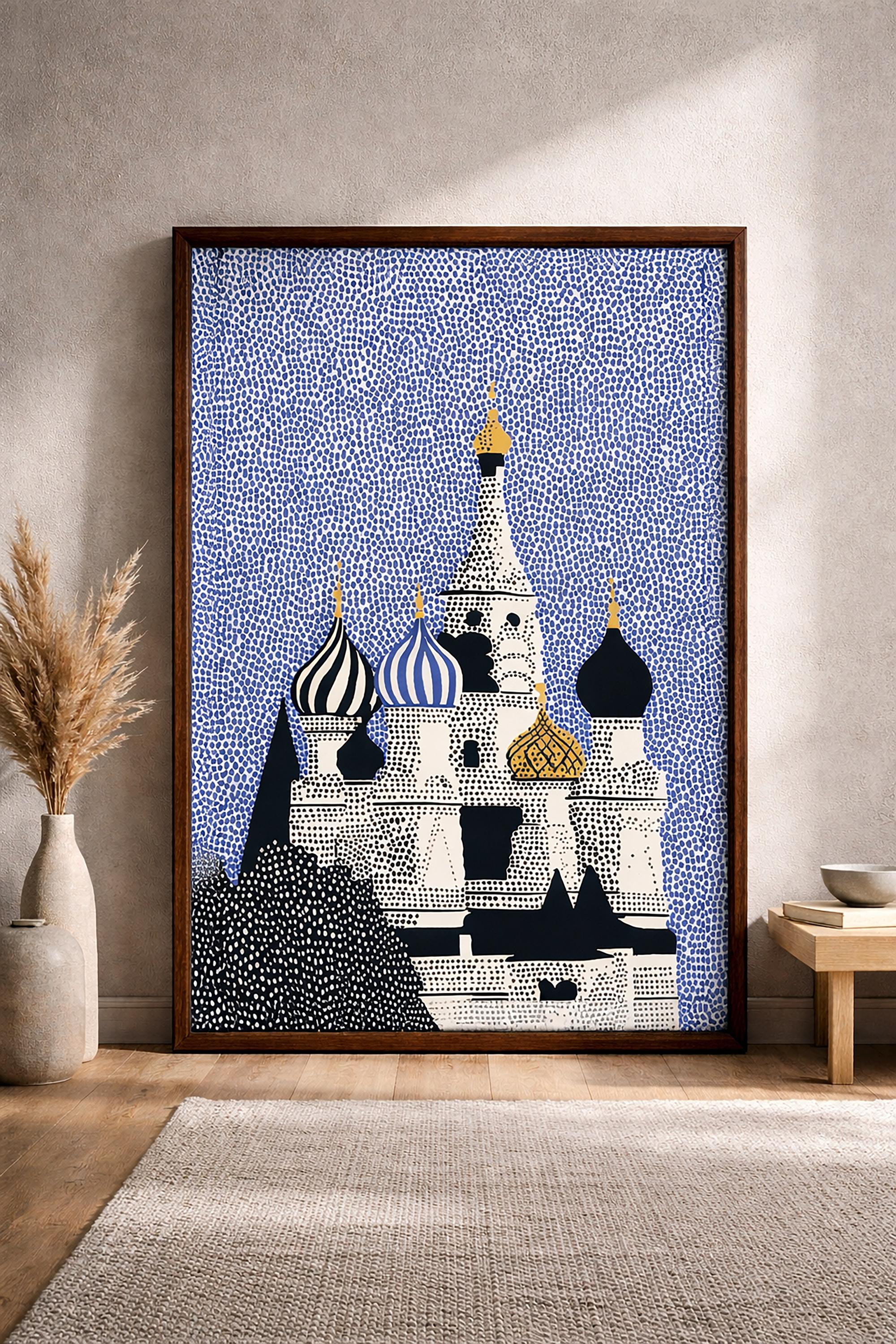 Moscow Wall Art Print, Pop Art St Basil's Cathedral Modern Poster Travel gift Decor