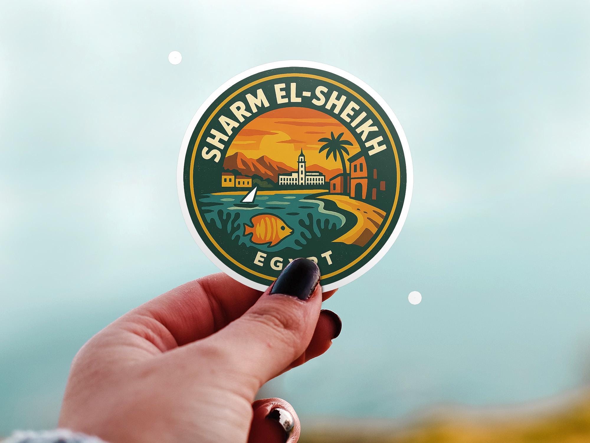 Sharm El-Sheikh Egypt Sticker Kiss-Cut Vinyl, Waterproof Decal, Retro Travel Lover Collection