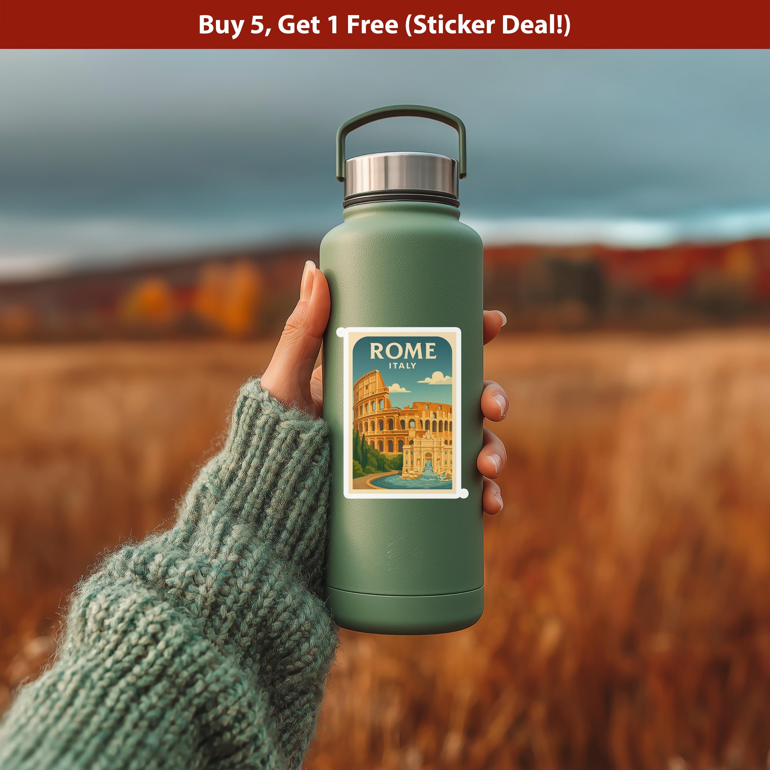 Rome Italy Sticker, Vintage City Vinyl Decal, Retro Travel Lover Collection, Journal Scrapbook