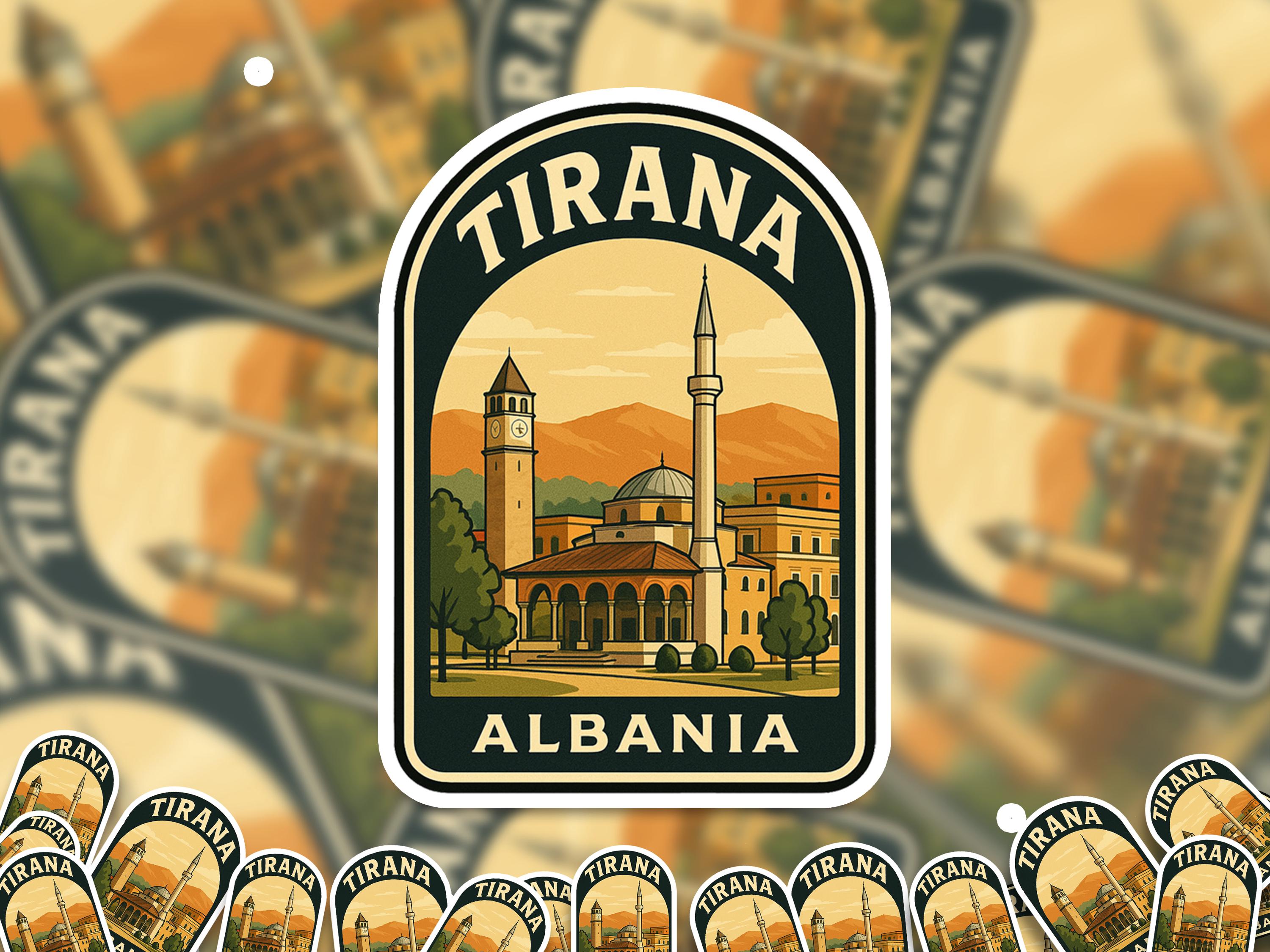 Tirana Albania Sticker, Vintage City Vinyl Decal, Retro Travel Lover Collection, Journal Scrapbook