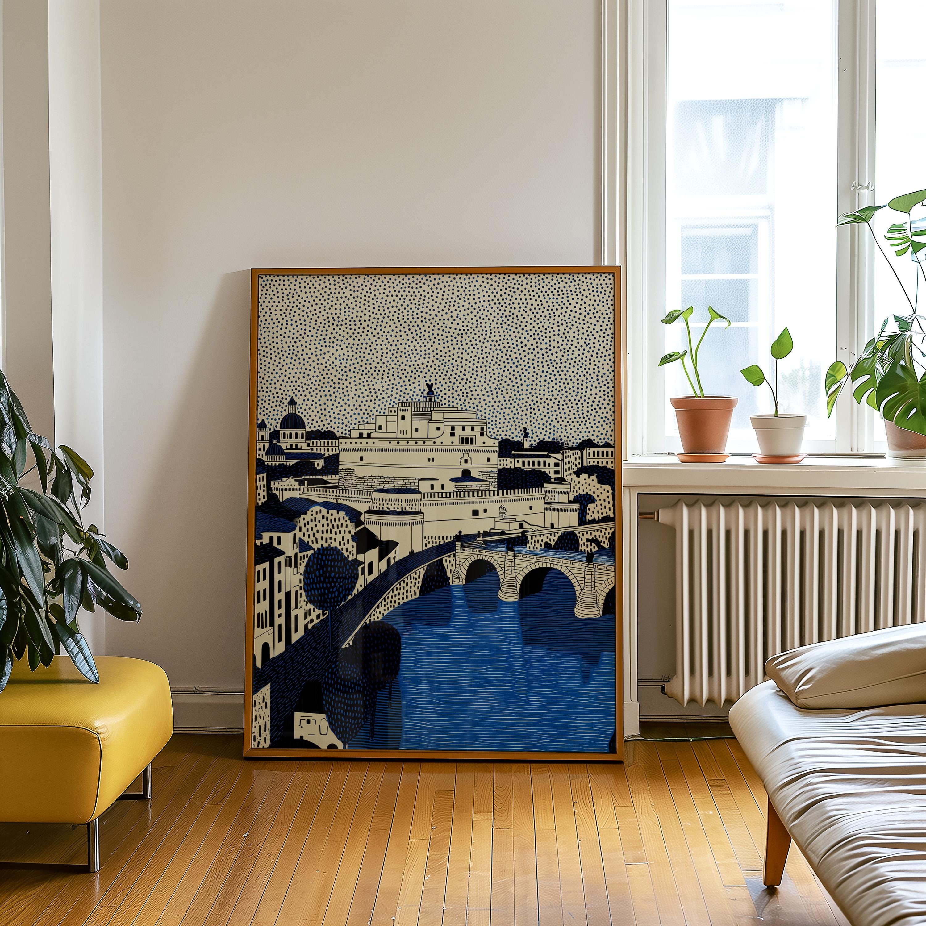 Castel Sant'Angelo Italy Wall Art Print, Pop Art Modern Poster Travel gift