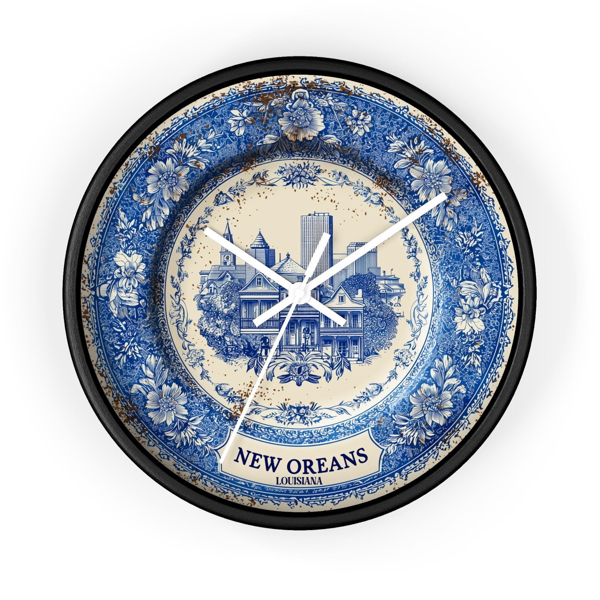New Orleans Louisiana Wall Clock, Delf style Home Decor, Vintage City Travel Keepsake Art