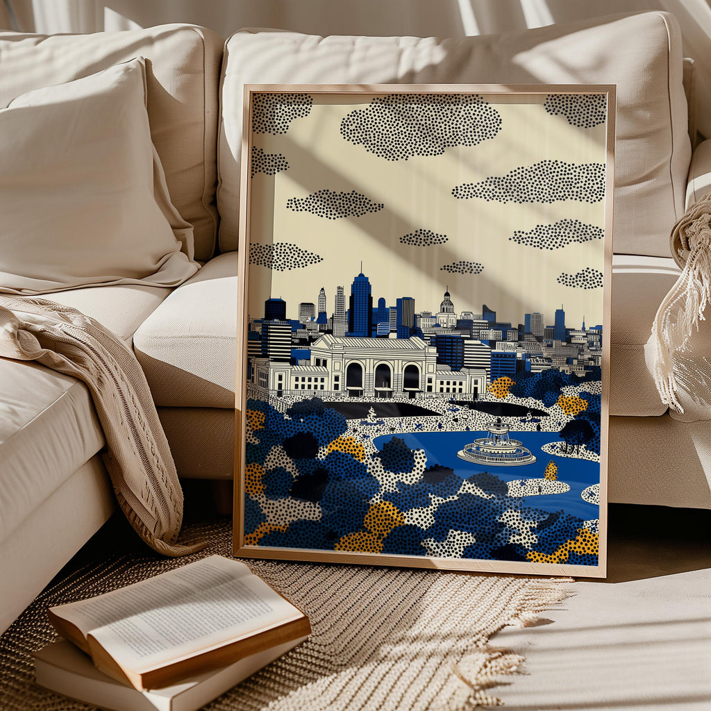 Kansas City Missouri Wall Art Print, Pop Art Modern Large Size Poster Travel Gift Canvas