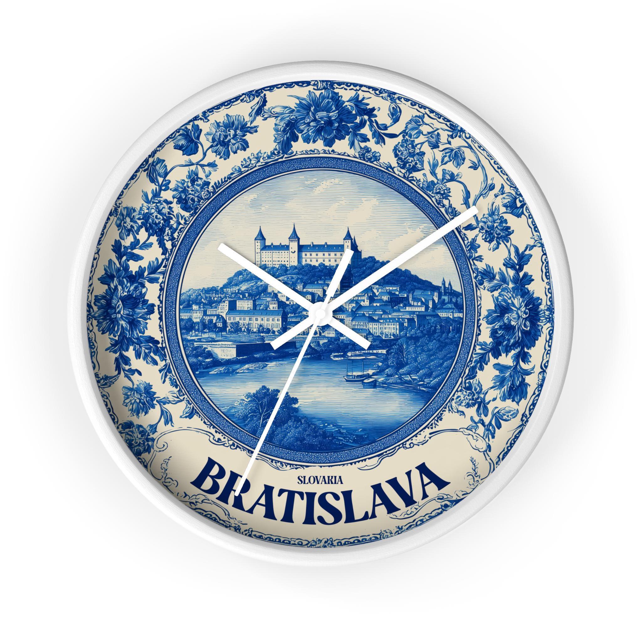 Bratislava Slovakia Wall Clock, Delf style Home Decor, Vintage City Travel Keepsake Art