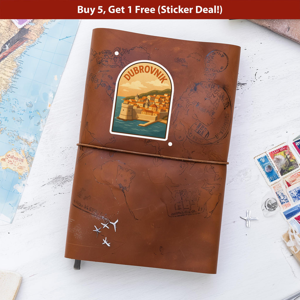 Dubrovnik Croatia Sticker, Vintage City Vinyl Decal, Retro Travel Lover Collection, Journal Scrapbook
