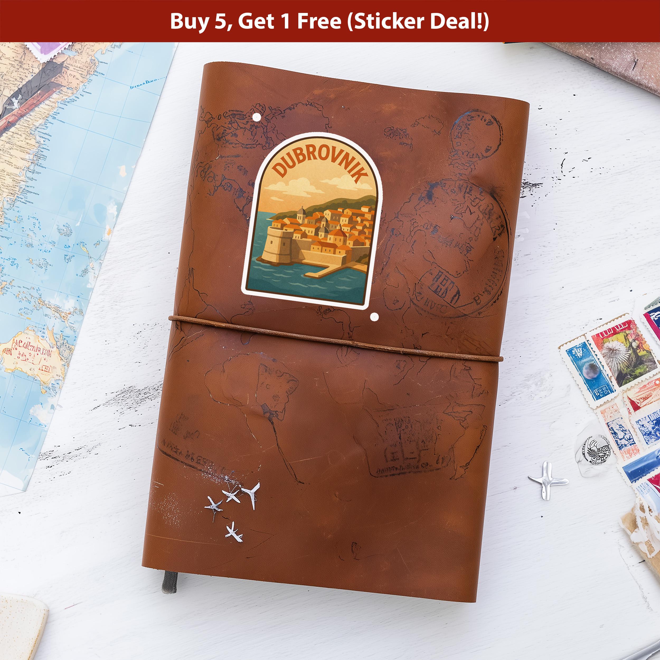 Dubrovnik Croatia Sticker, Vintage City Vinyl Decal, Retro Travel Lover Collection, Journal Scrapbook
