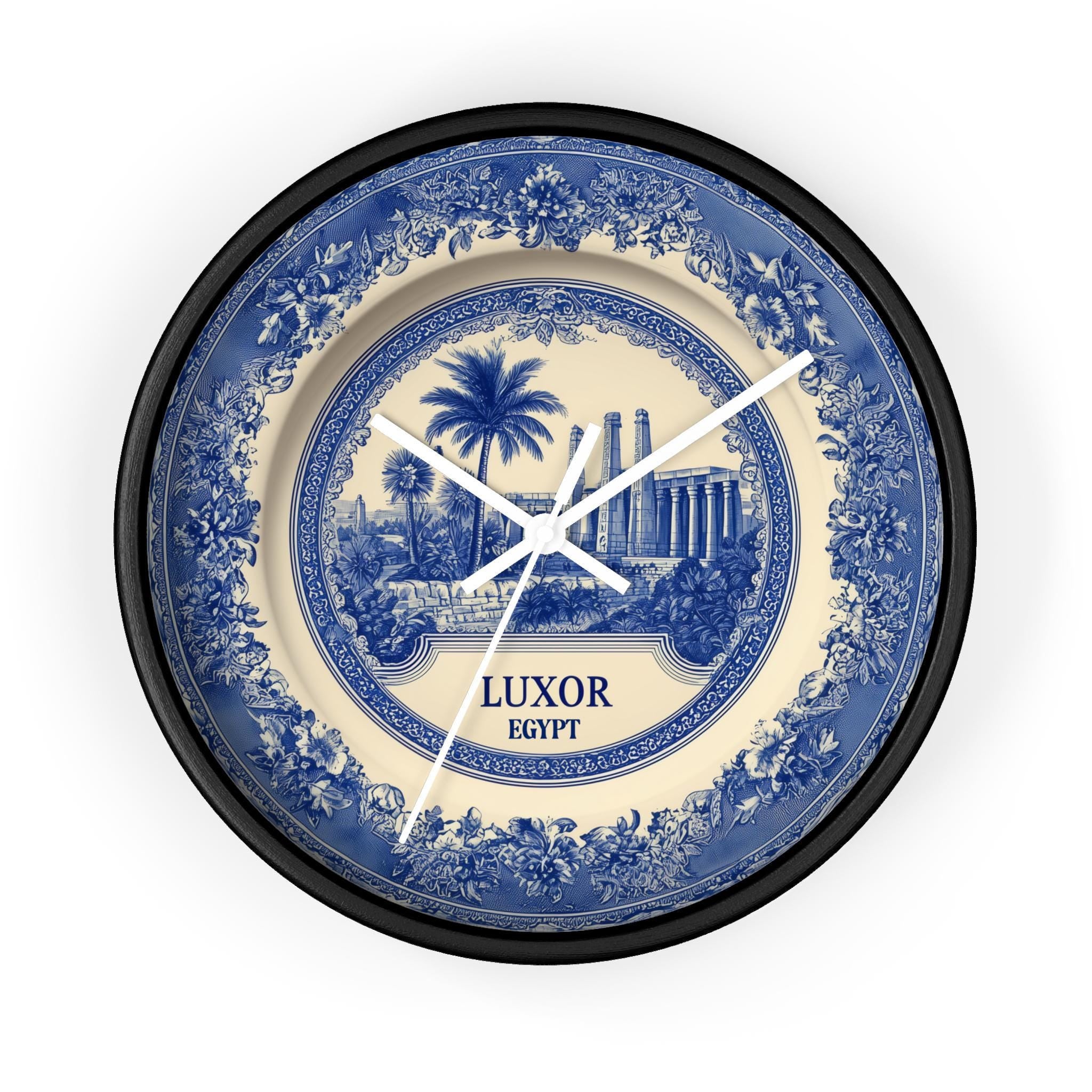 Luxor Egypt Wall Clock, Delf style Home Decor, Vintage City Travel Keepsake Art